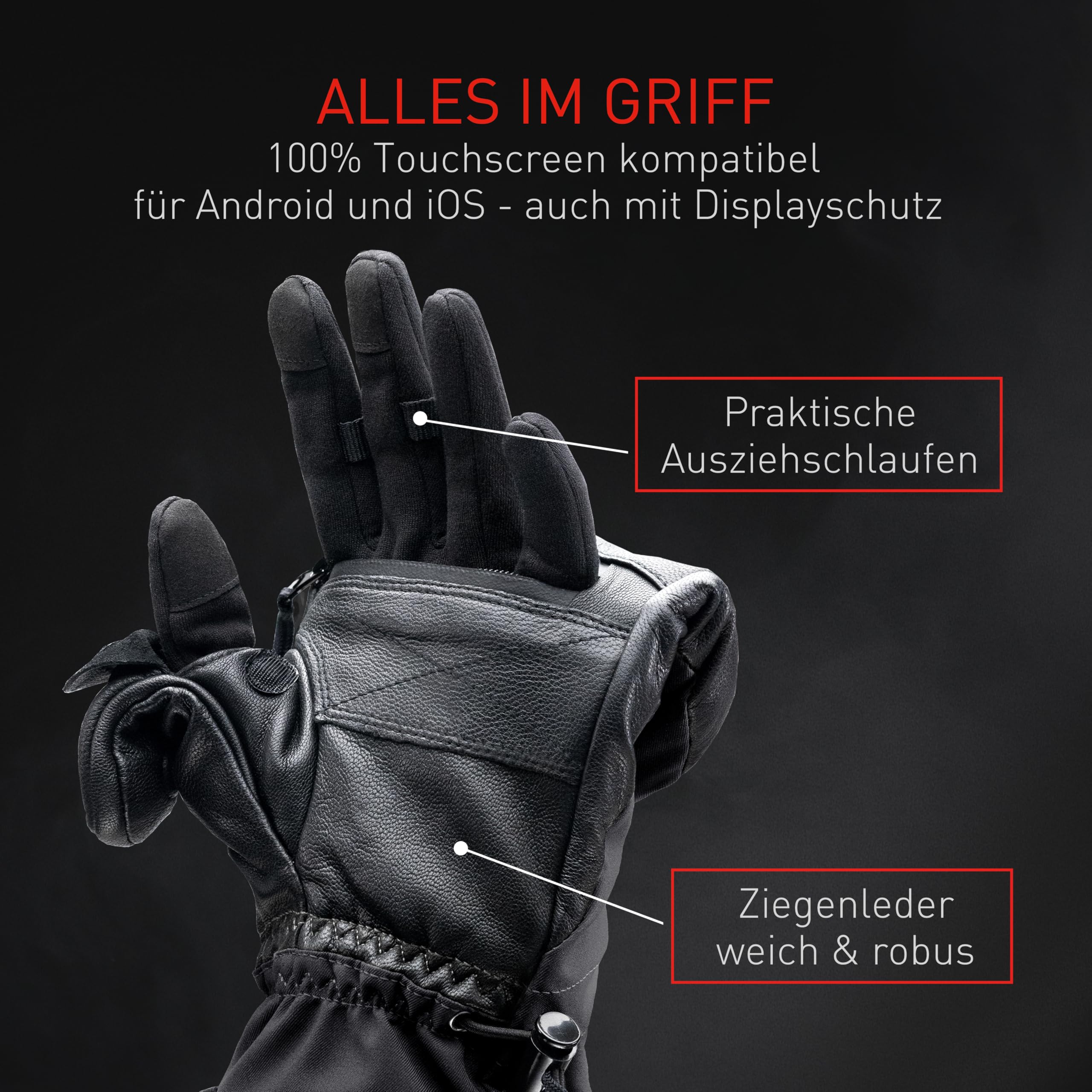 THE HEAT COMPANY - Heat 3 SMART – Die Handschuh Innovation – Handschuhe & Fäustlinge in Einem: Fäustling einfach umklappen - Handschuh Herren Winter & Damen, Skihandschuh, Wintersport, schwarz