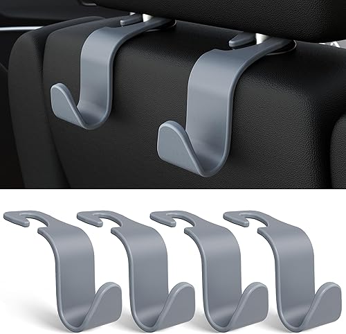 Miniatura 13 de Amooca - Gancho para reposacabezas de asiento de coche, 4 unidades, organizador de almacenamiento universal para bolso de mano, abrigo, ajuste Negro
