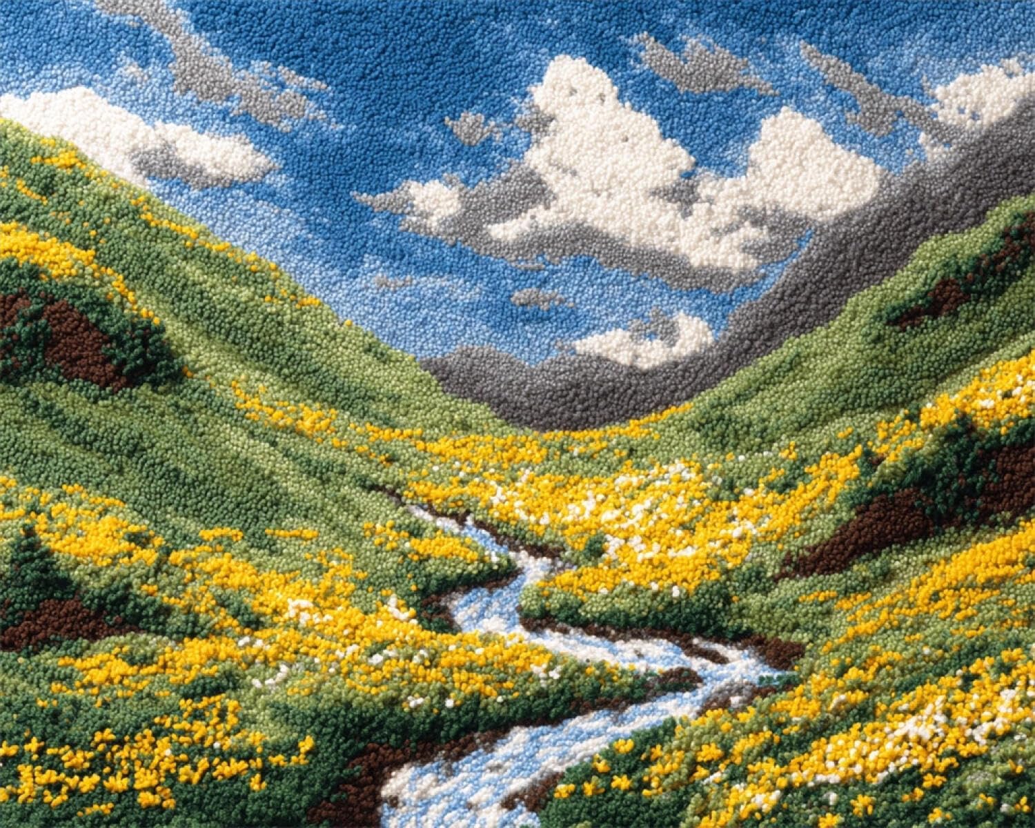 Henypt DIY Latch Hook Rug Kits River Flowers 80x160cm