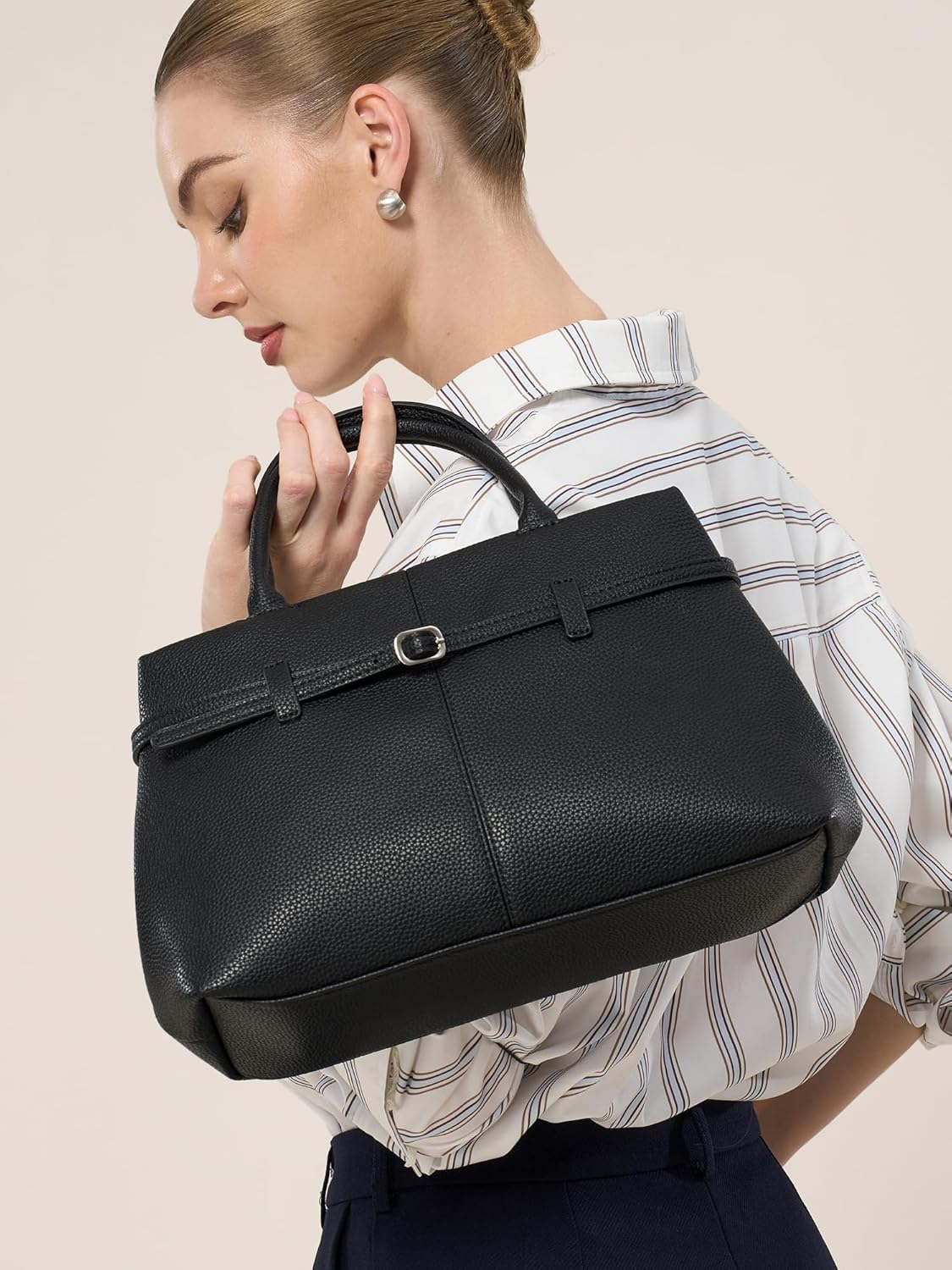 CHUNLI Satchel Purses for Women, Medium Crossbody Handbag with Detachable Shoulder Straps, Ladies Vegan Leather Top Handle Work Bags - Image 5