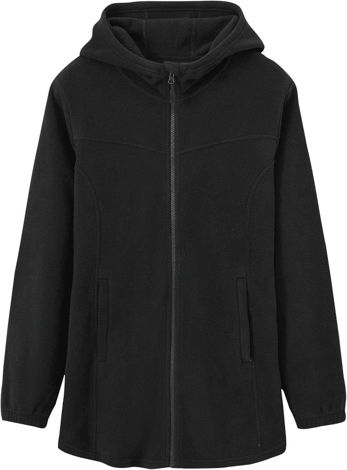 MoFiz Women's Long Fleece Zip Up Hoodies Long Sleeve Full Zip Soft Warm Polar Fleece Jacket Coat with Pocket for Fall Winter - Image 8