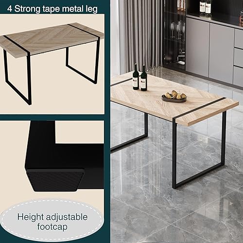 Miniatura 3 de YYQ Juego de mesa de comedor para 4, mesa de cocina de madera de 59 pulgadas y sillas para 4, moderno juego de mesa de comedor de 5 piezas con 4