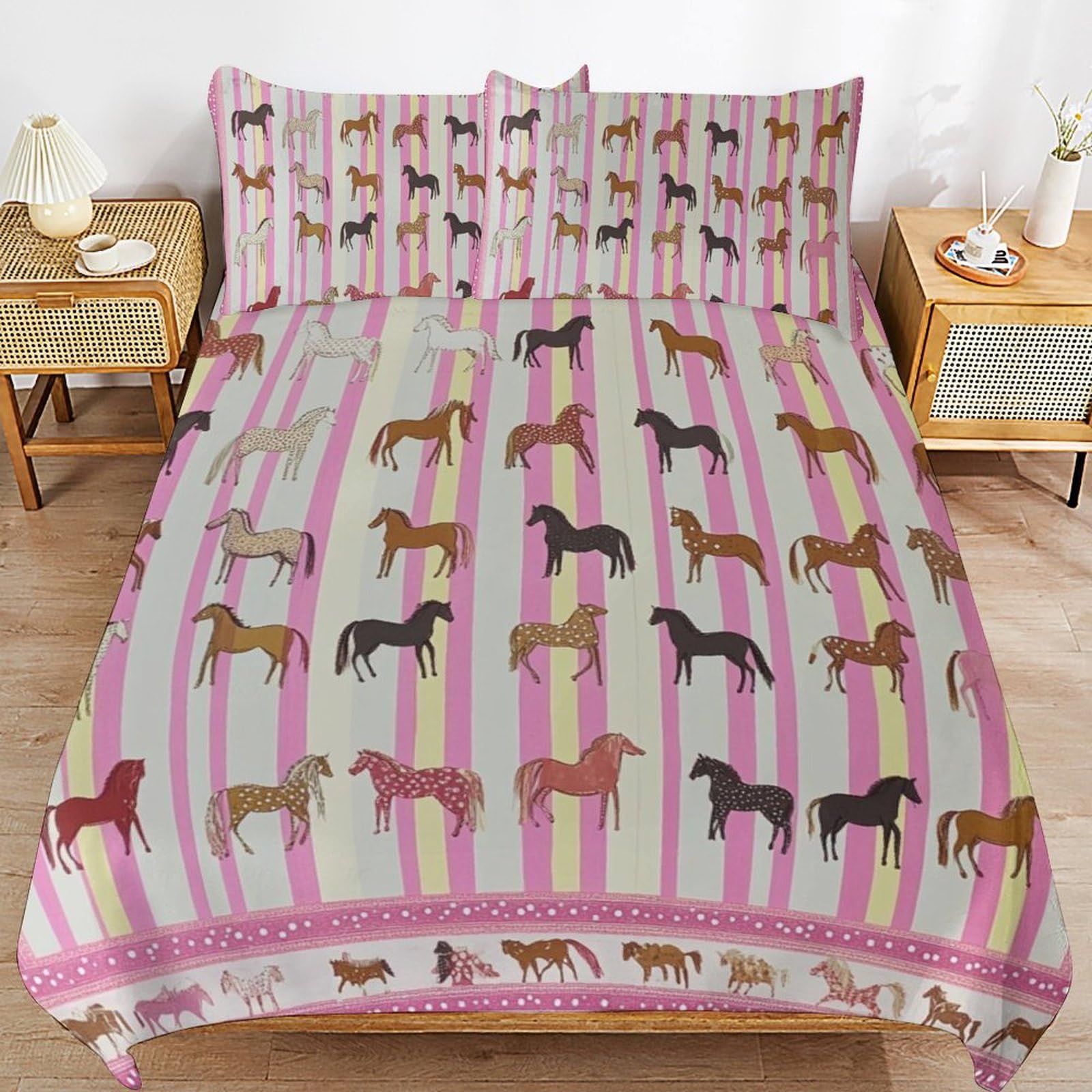 Housse de couette enfant douce anti-glissement pour lit de fille
