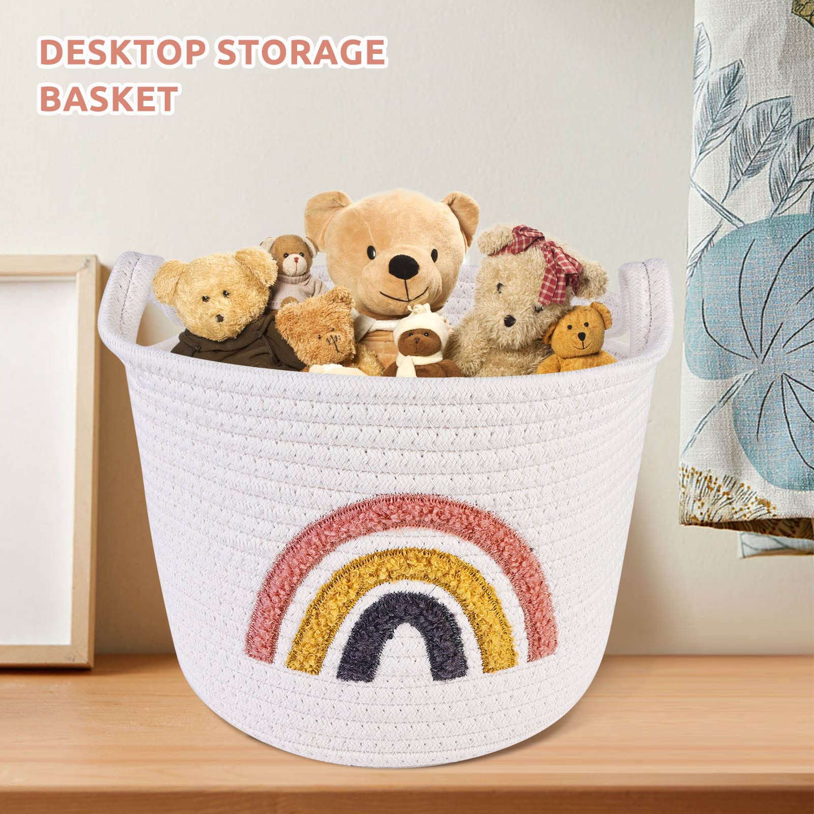 Tuwiwol Baumwollkorb - Handgeflochtener Aufbewahrungskorb 20cm Mit Griff