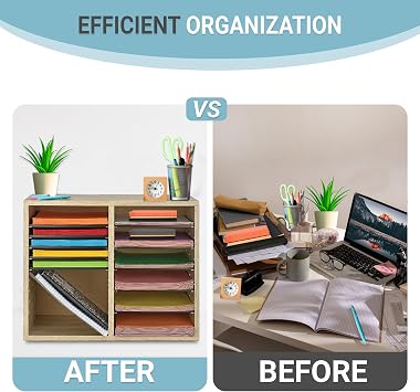 AdirOffice Cardboard Paper Organizer - Classroom Mailbox, Literature Organizers, Office Sorter Mailboxes, Construction Papers Storage with Slots, Compartment Shelf Holder (15 Slot, Blue)