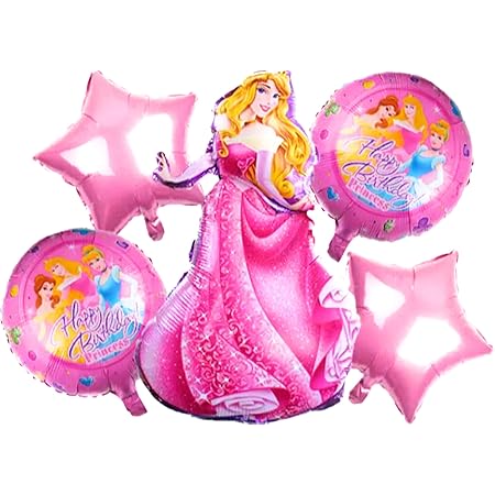 Amazon 眠れる森の美女 オーロラ お誕生日 バルーン 5点セット ディズニー プリンセス パーティー キャラクター お祝い 風船 バルーン おもちゃ
