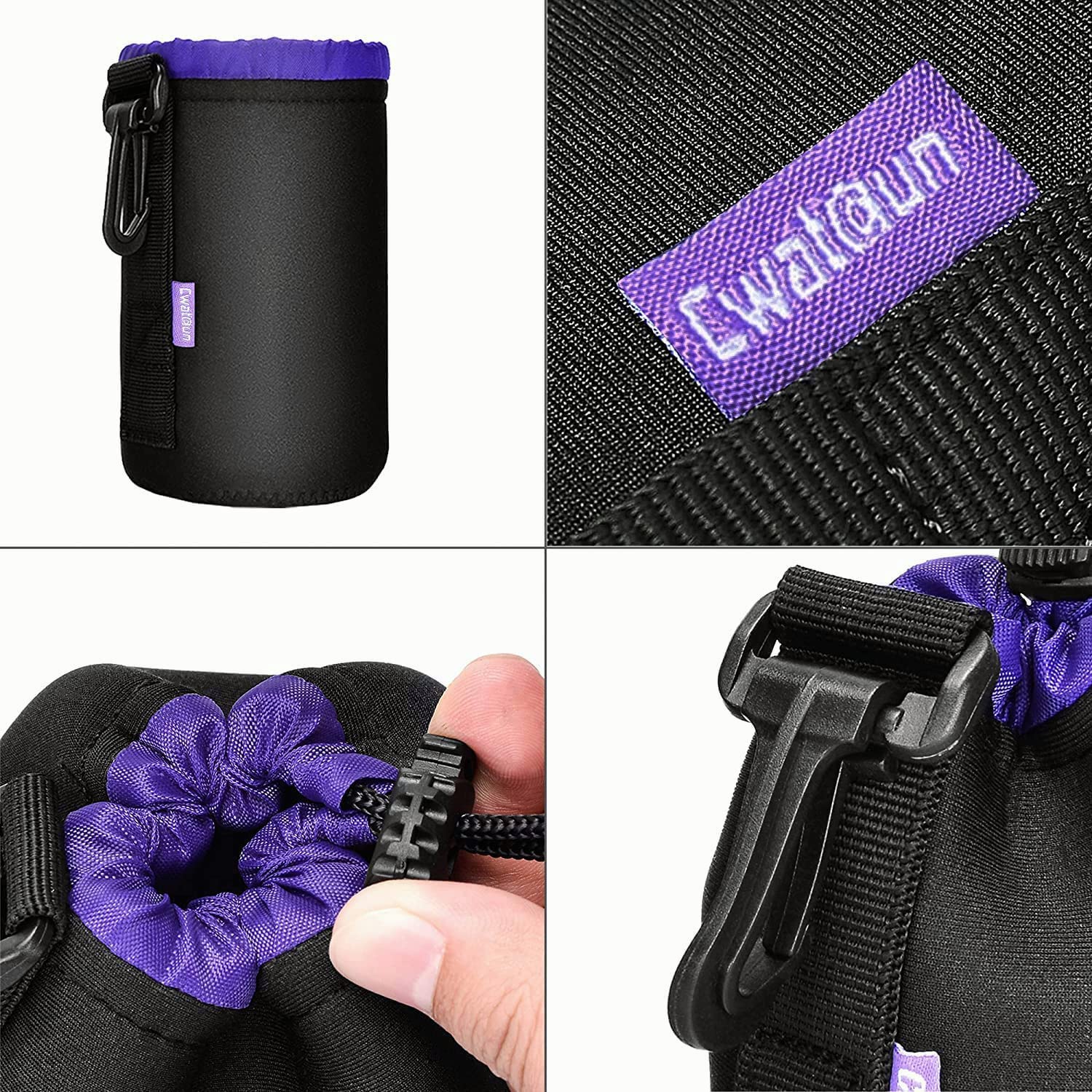 Cwatcun Funda de Neopreno para Objetivo de cámara réflex Digital Canon, Nikon, Sony, Sony, S, M, L, XL, Suave Funda de felpa para Pentax, Panasonic, Fuji, Tamron, Sigma, 4 tamaños