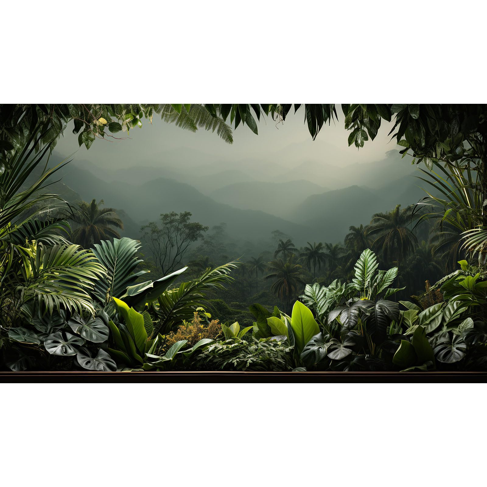 Riivvdise Aquarium Background Rainforest Tropical Leaf Palms Terrarium Backdrop Foggy Forest Mountain Natural Landscape Fish Tank Background Reptile