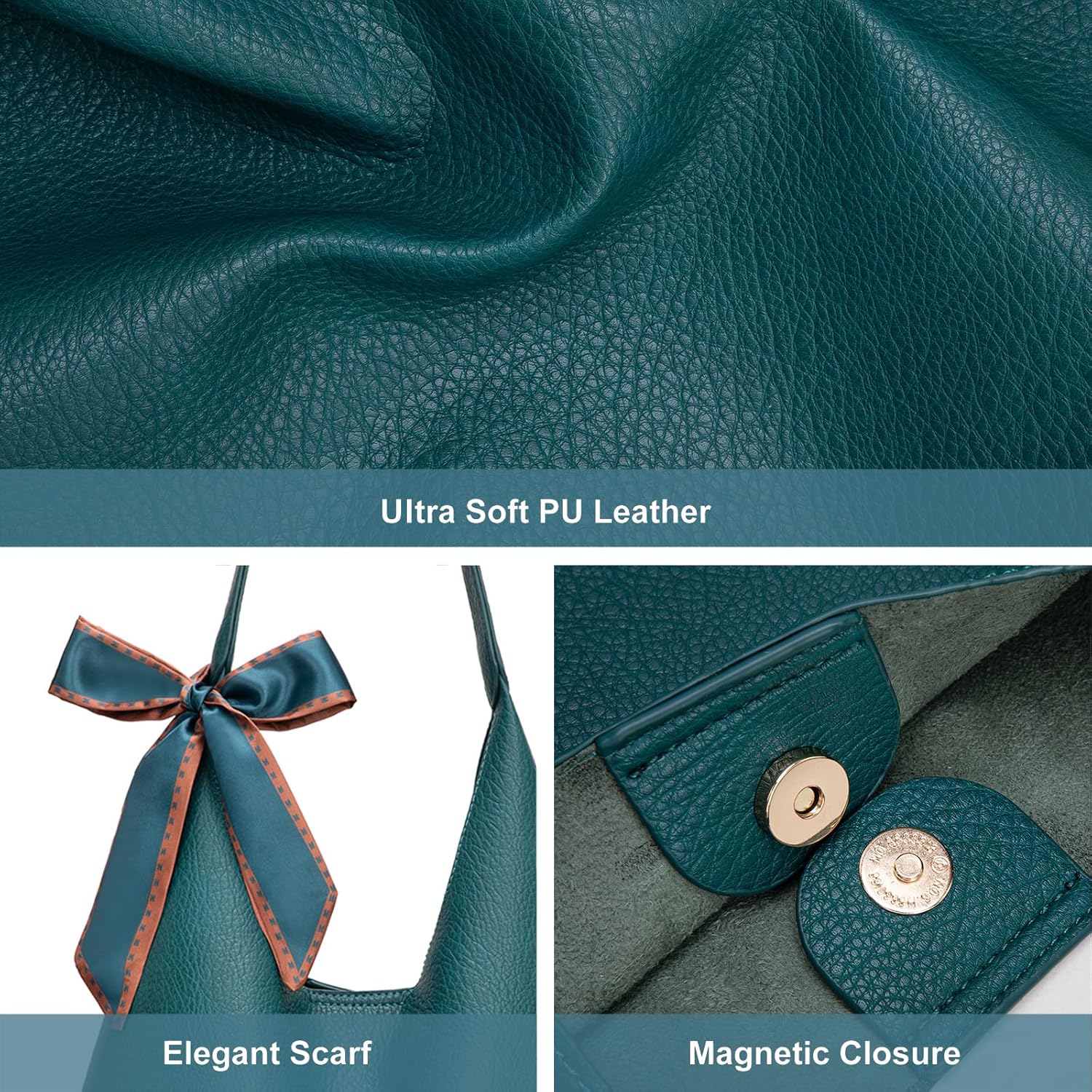 Montana West Slouchy Hobo Bag for Women Shoulder Purses and Handbags with Scarf - Image 4