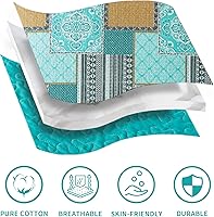 Vista 7 de BEDIFANY Edredón de algodón tamaño Queen, colcha ligera tamaño Queen, color verde azulado, colchas acolchadas, juegos de ropa de cama