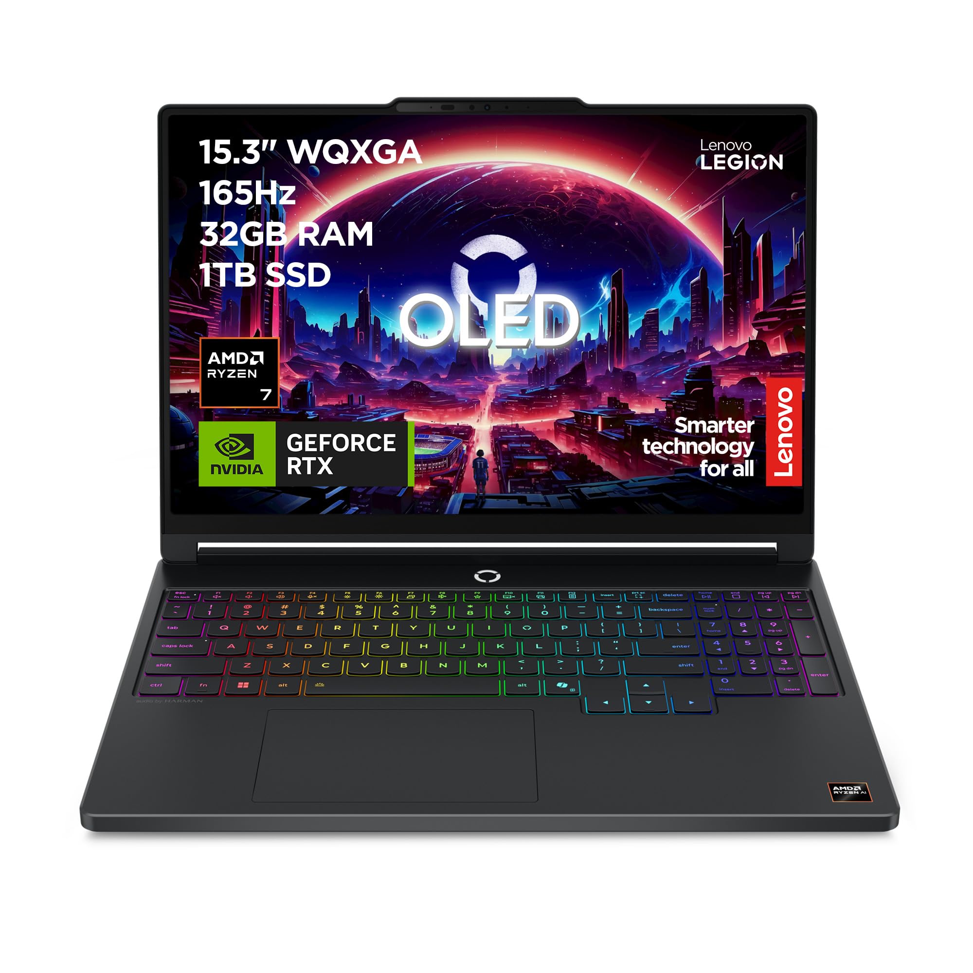 Lenovo Legion 5 Gaming AI Laptop | 15.3" WQXGA OLED 165Hz Display | AMD Ryzen 7 250 | 32GB RAM | 1TB SSD | NVIDIA GeForce RTX 5060 | Windows 11 | QWERTZ | Schwarz | 3 Monate GamePass