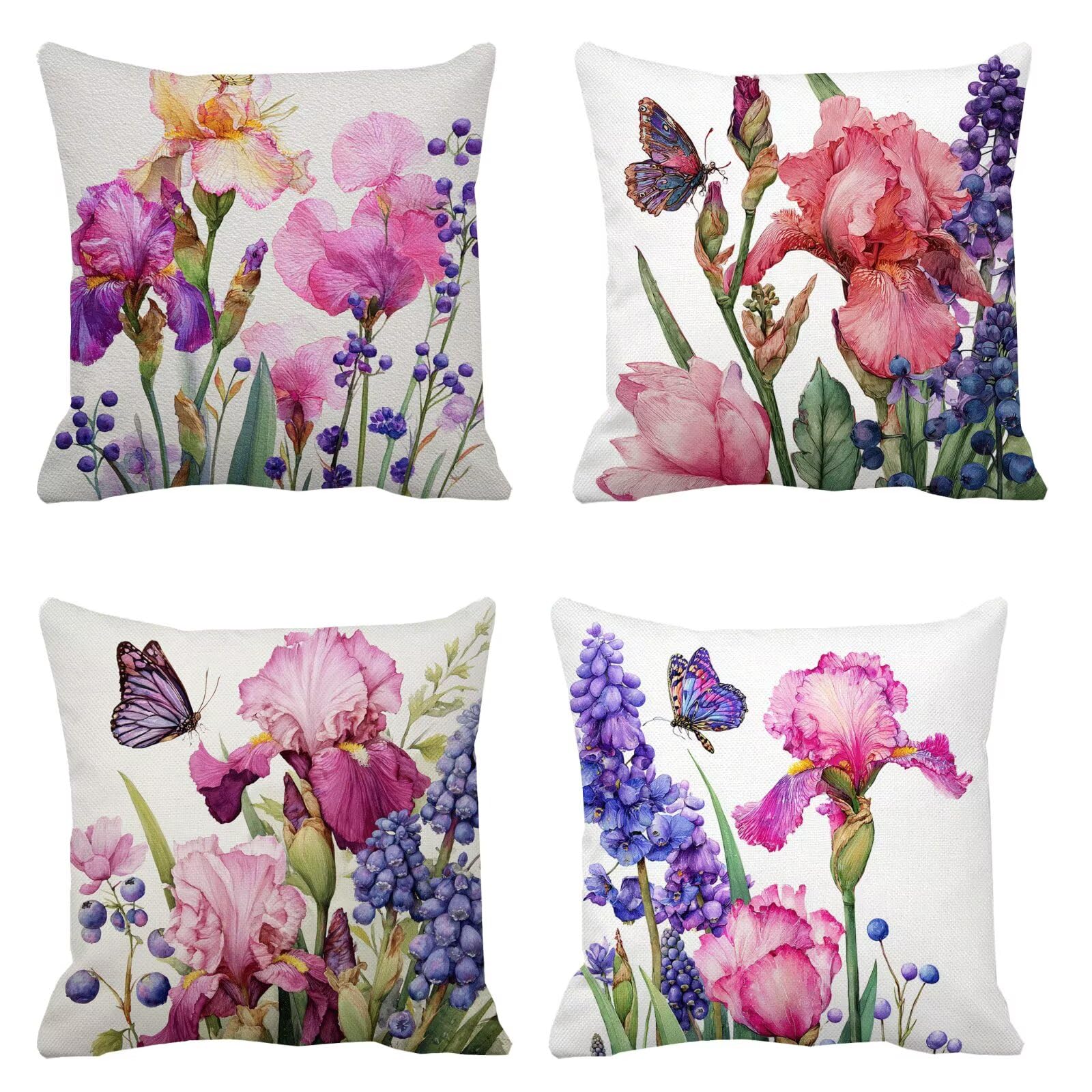 Cadeaux automne originaux avec ce lot de 4 housses de coussin motif floral
