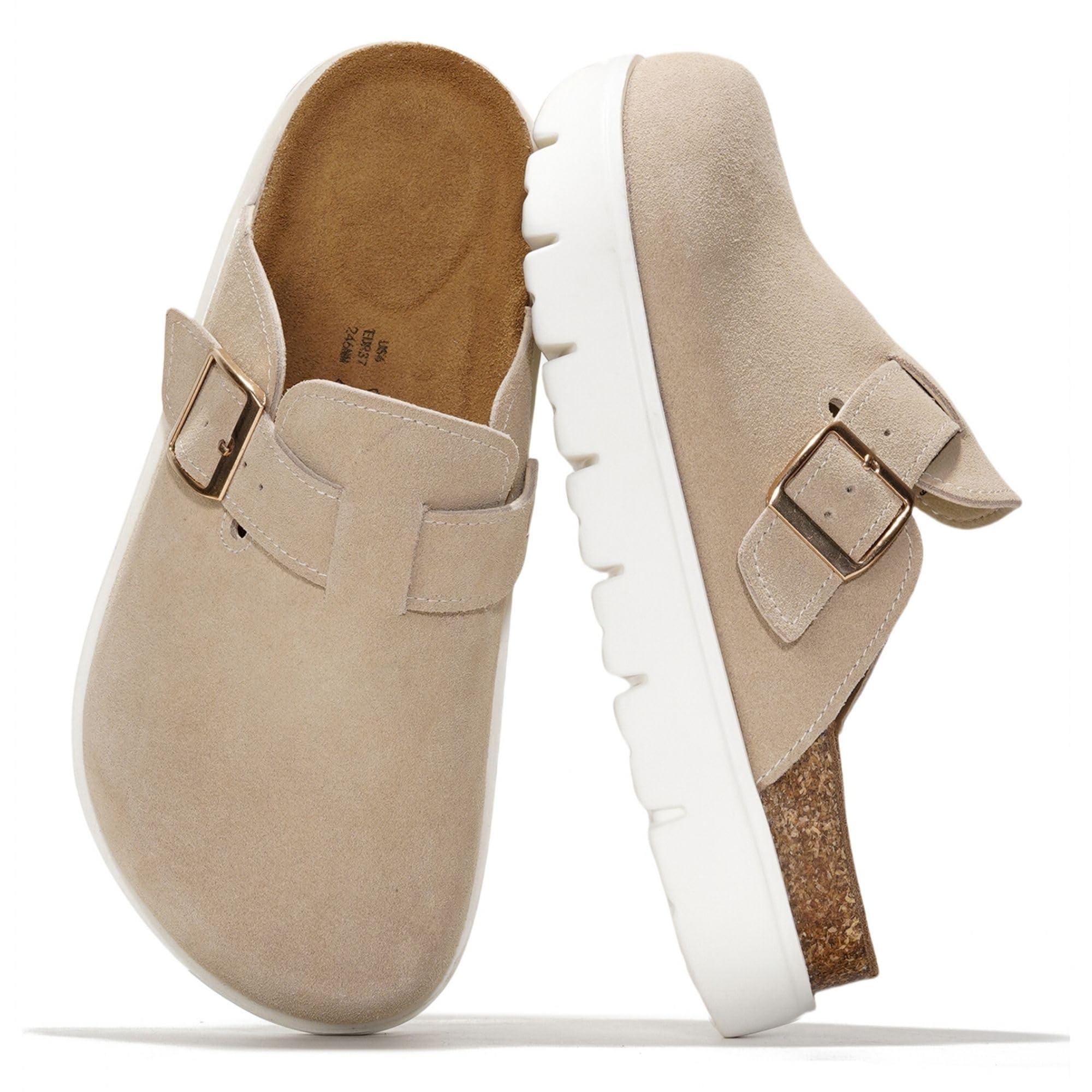 Project Cloud 100% Genuine Leather Womens Clogs Platform Clogs for Women | Memory Foam Insole Arch Support; Non-Slip Platform Womens Clogs; Lightweight and Water-Resistant Durable Mules for Women