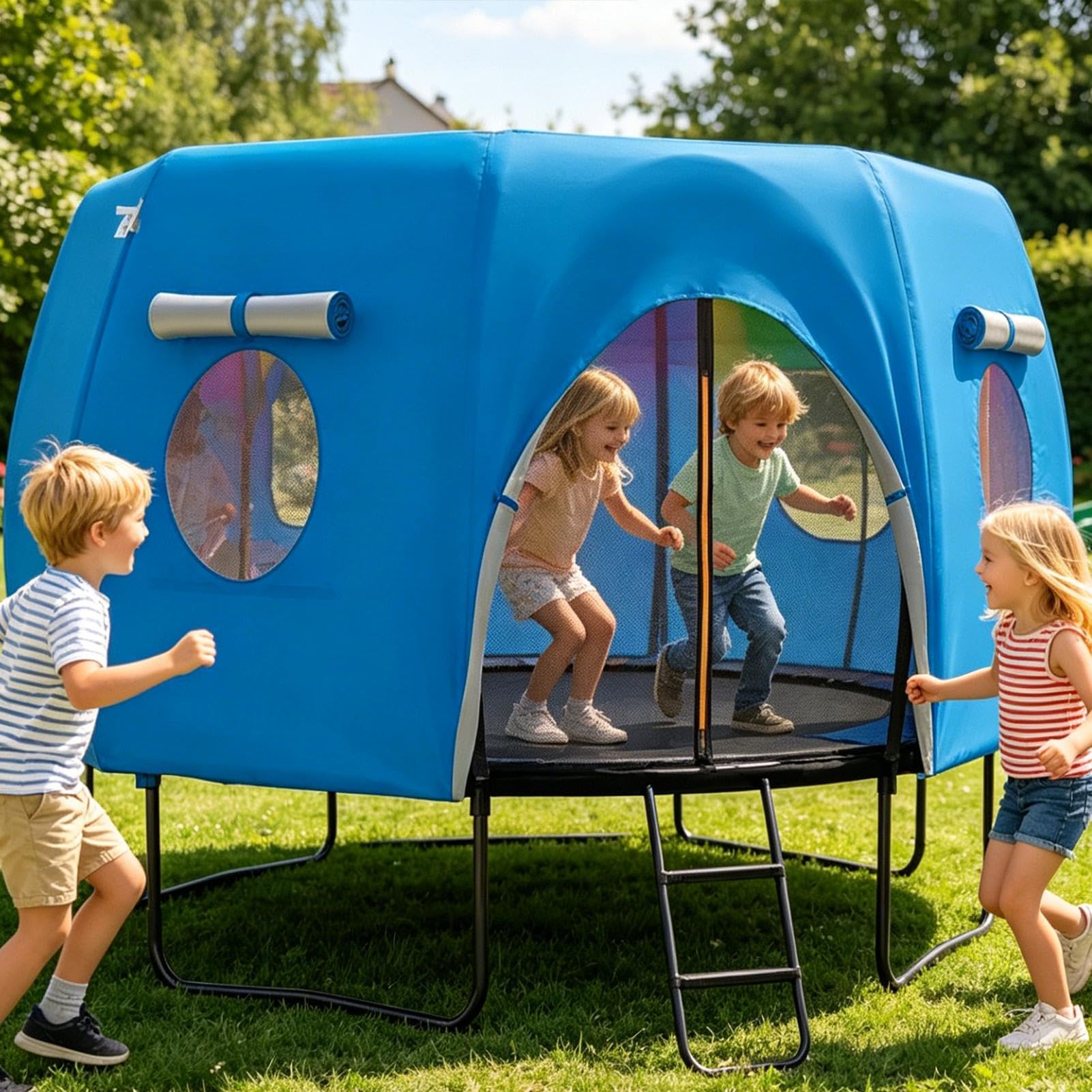Protector de toldo para cama elástica resistente al viento