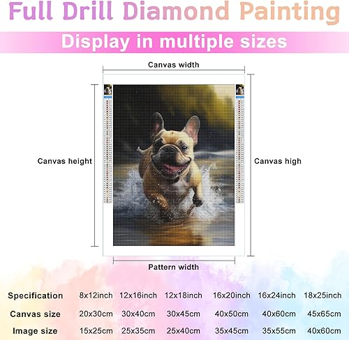 Miniatura 3 de Kits de pintura de diamantes 5D para bricolaje, taladro completo, kits de pintura de diamantes, arte de diamantes de animales, hermoso Bulldog