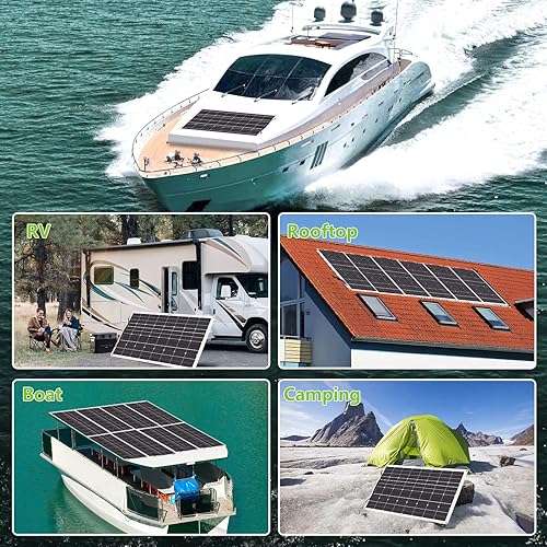 Miniatura 2 de Panel solar flexible de 100 W, monocristalino de 12 V, ligero, de alta eficiencia, flexible, montable para techos de caravanas, barcos, cámper,