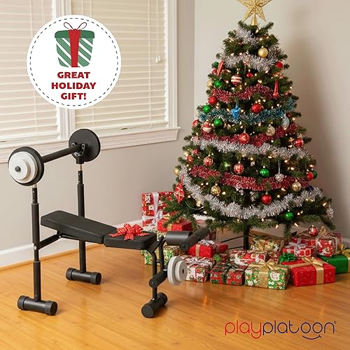 Miniatura 3 de Play Platoon Juego de banco de pesas para niños, equipo de gimnasio para niños para el hogar, juegos de pesas de prensa de banco para niños, juego