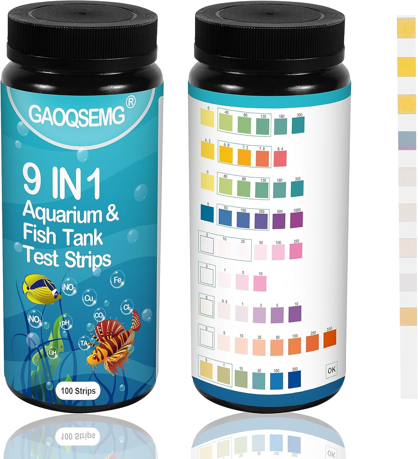 GAOQSEMG 9 in 1 Aquarium Test Strips,100 Strips Fish Tank