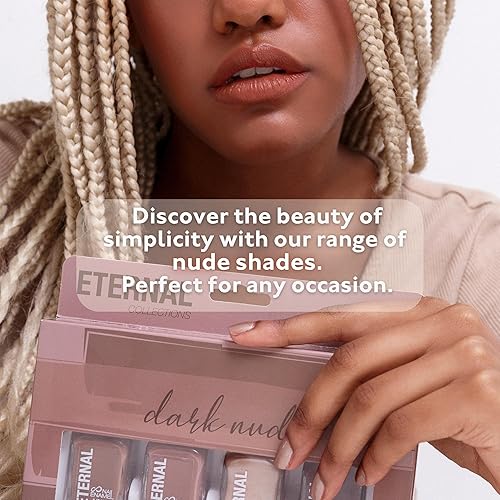 Miniatura 4 de Eternal - Colección de 4 esmaltes para uñas Larga duración, brillo de espejo, secado rápido, colores neutros (piel cálida)