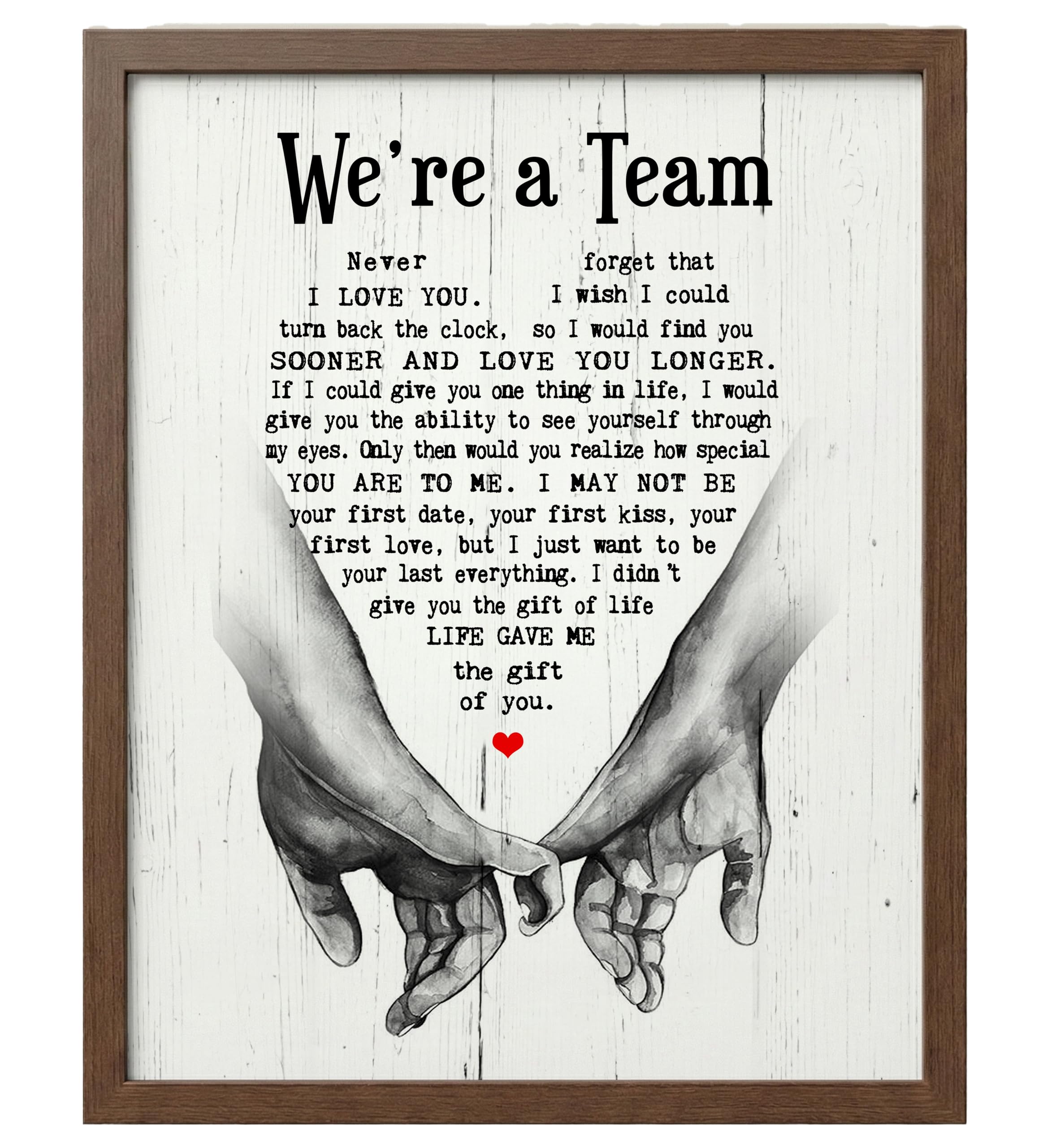 AMERICAN LUXURY GIFTS We're a Team Wall Art - 11x14 Unframed Relationship Quote Print for Couples Bedroom Decor, Anniversary for Him- Her- Romantic Love Wall Art Poster.