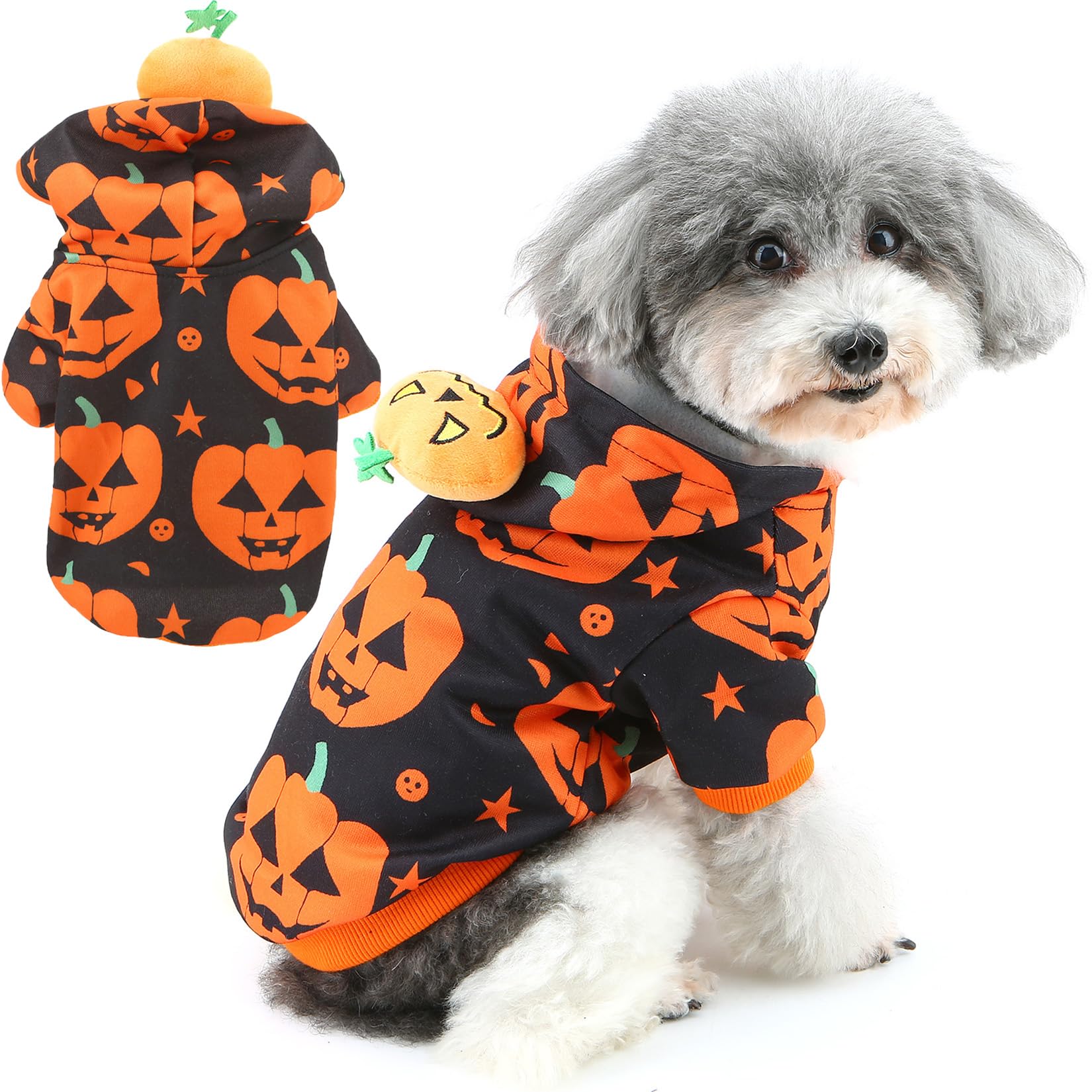 Zunea Pet Dog Pumpkin Halloween Costume for Small Dog Puppy Dogs Hoodie Shirt Pullover Pumpkin Cosplay Costumes Outfits Hooded Sweatshirt Clothes for Chihuahua Doggy M