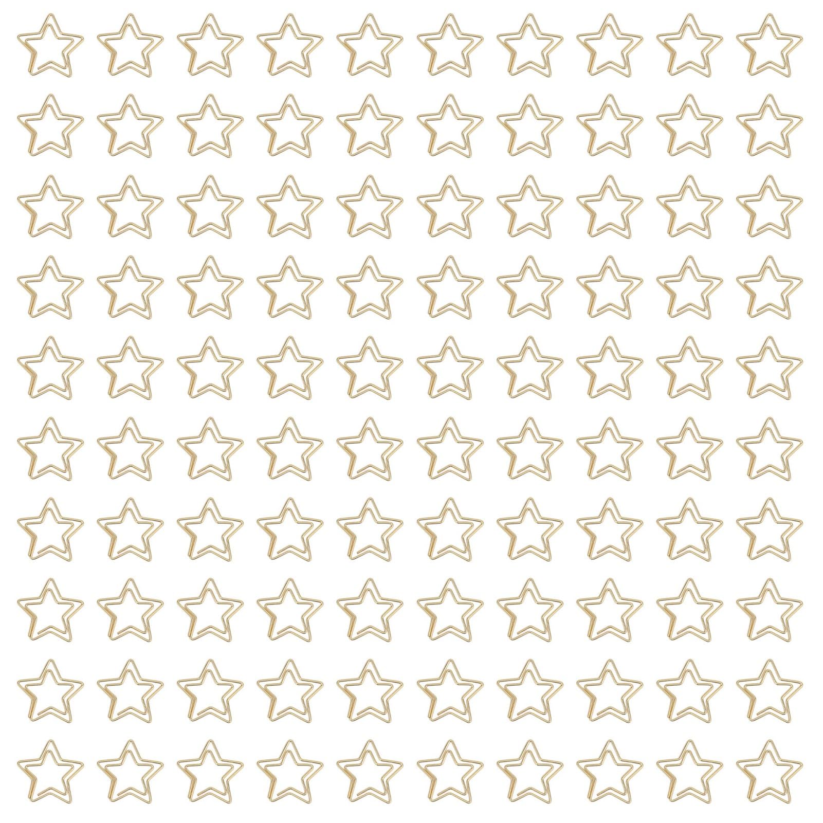Star Shape Paper Clips, 100 Pieces, Gold, Metal, for Scrapbooking, Card Making, Paper Craft Projects