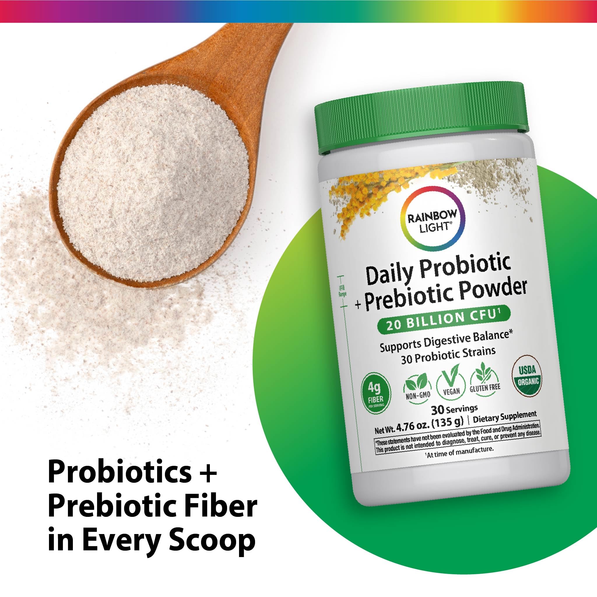 Rainbow Light Daily Probiotic & Prebiotic Powder 20 Billion CFU | 4.76 oz — Amazon image 5