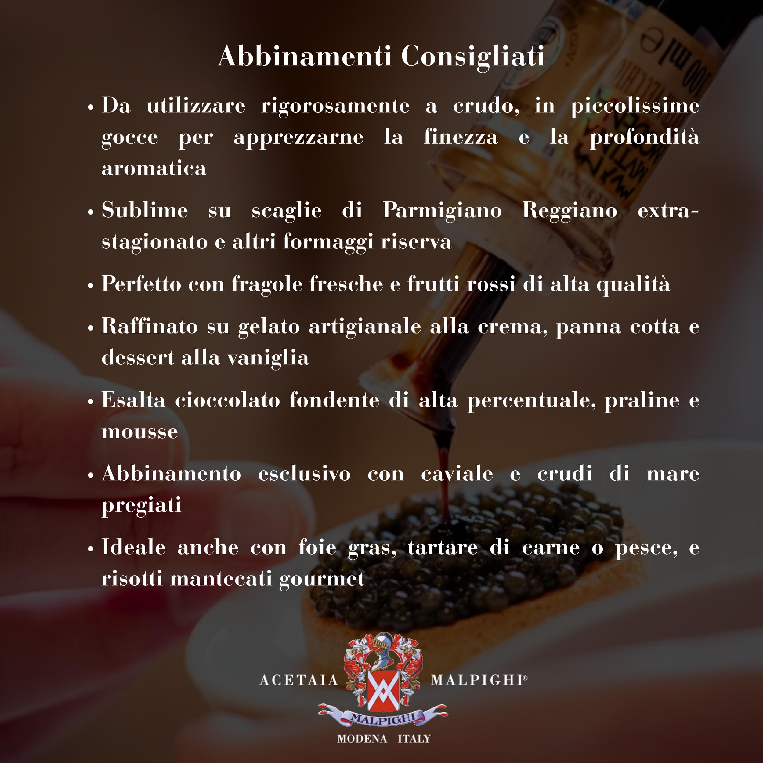 Acetaia Malpighi – Tradycyjny ocet balsamiczny z Modeny DOP Extravecchio Secolare – 100 ml – Tylko gotowany moszcz – Selekcja dla wysokiej gastronomii