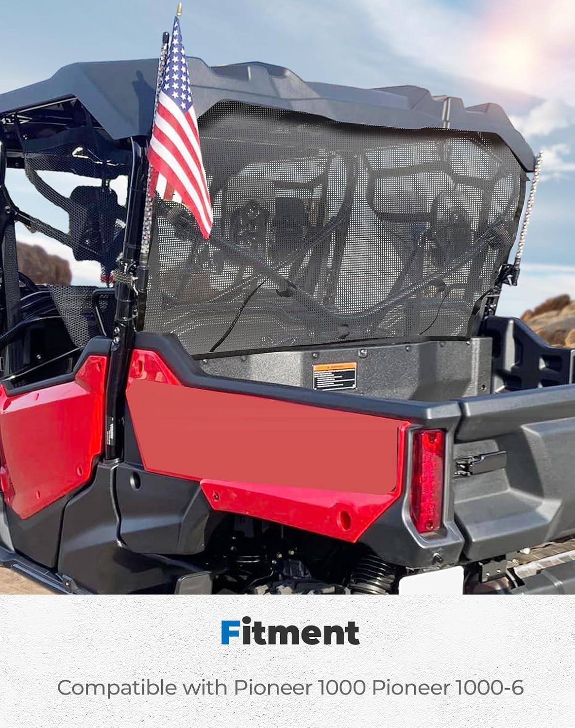 KEMIMOTO UTV Rear Window Net Compatible with Pioneer 1000-3 1000-5 1000-6 2016-2026, Back Window Mesh with Advanced Breathability and High Visibility, Keeps Mud and Gravel Out, Sunshade Accessory