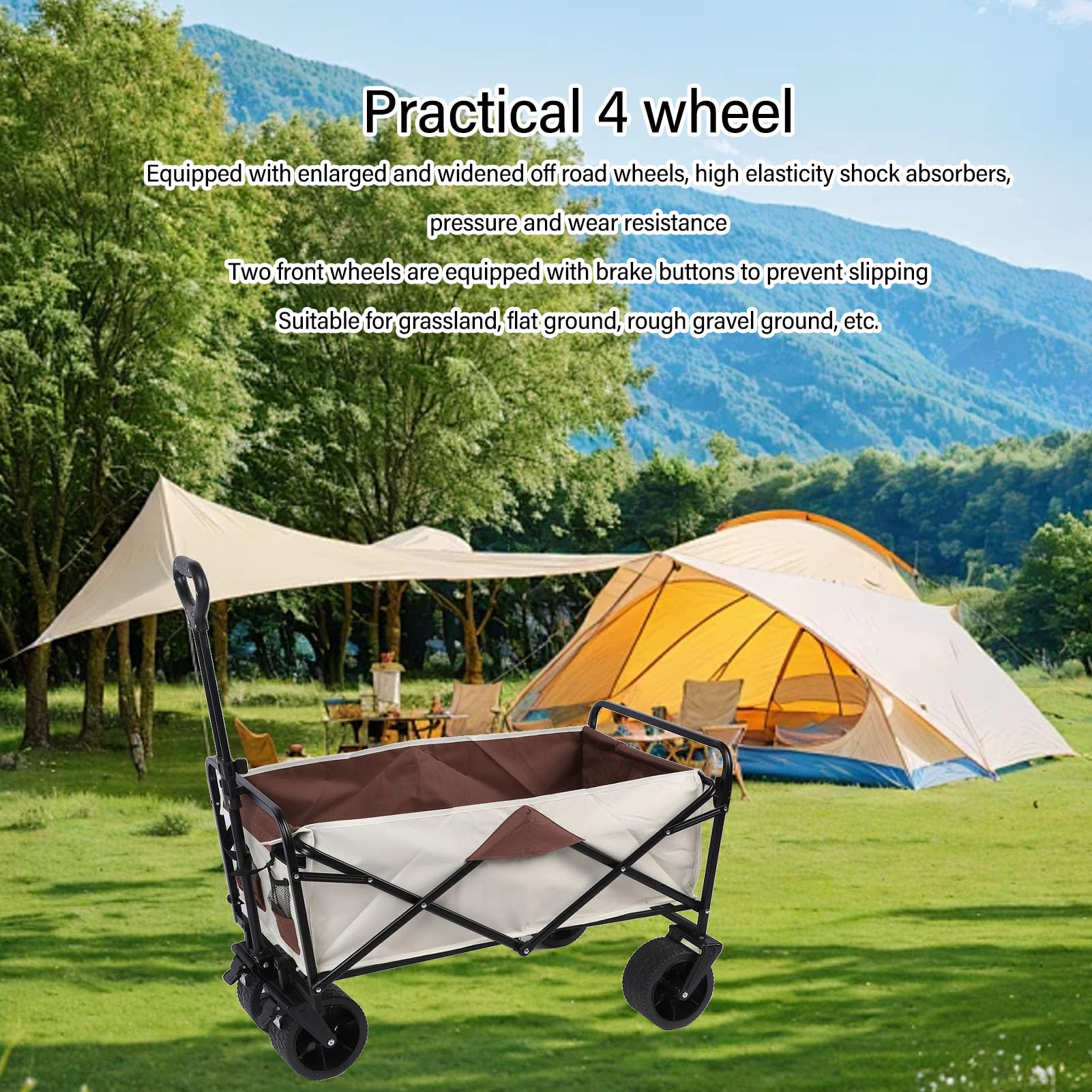 Bewinner Carrello da Campeggio Pieghevole 150L, Capacità 250kg, Carrello
