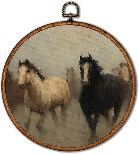 KSDUT Arte de pared de caballo retro, arte de pared neutro de mediados de siglo, arte de pared moderno con marco de lienzo para colgar, decoración