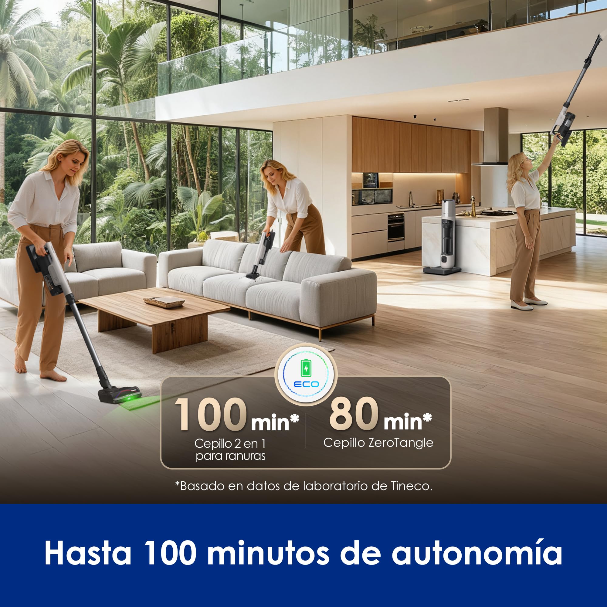 Tineco Pure One Station 5 Pro - Recolección automática de Polvo - Auto-Limpieza Completa - Aspirador inalámbrico 200AW*. Cepillo ZeroTangle. hasta 100 Minutos de autonomía