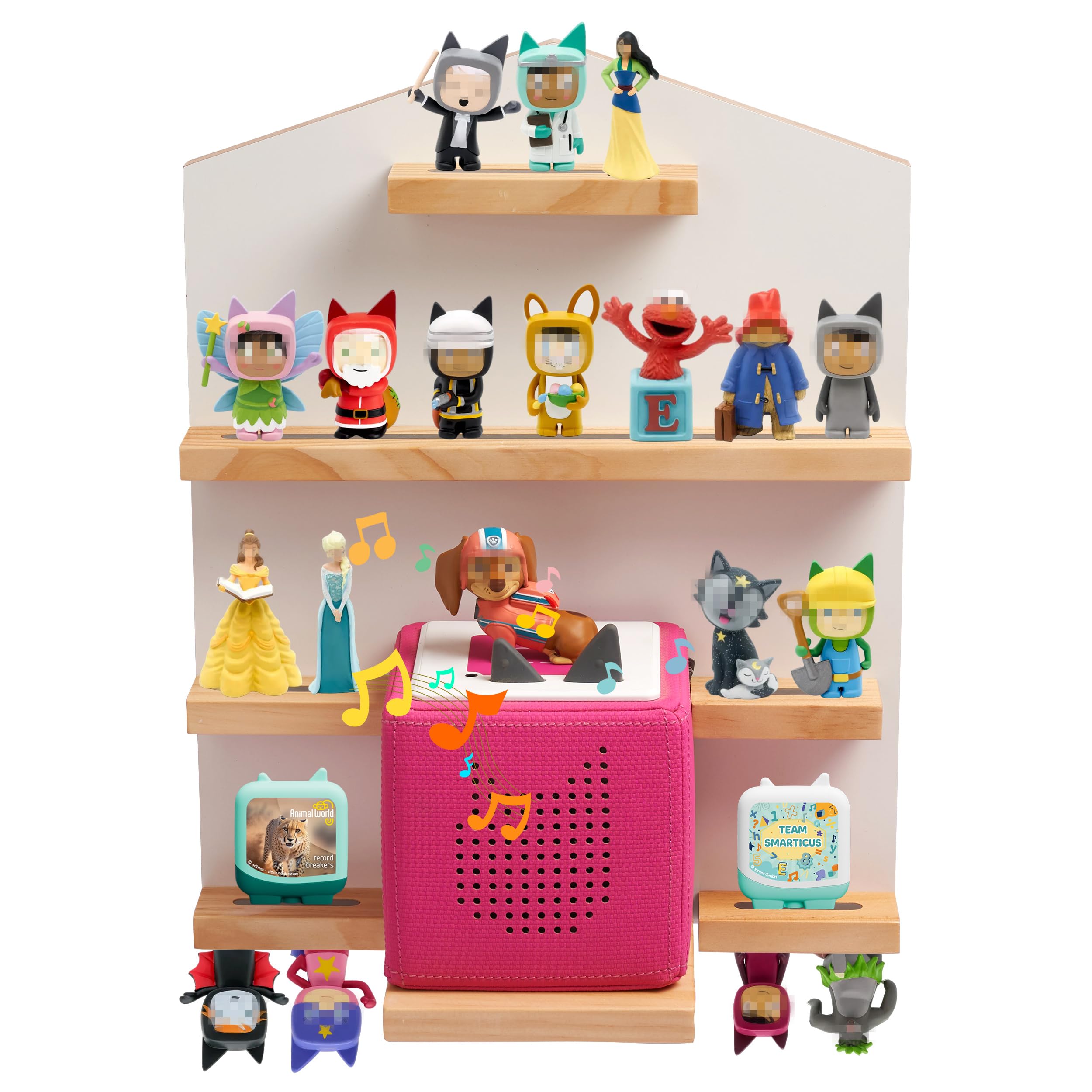 Gieanoo House Magnetic Shelf for Tonies Soild Pine Wood Wall Floating Shelves for Toniebox Starter Display Shelves Compatible with Tonie Box Player and Tonie Figures(White)