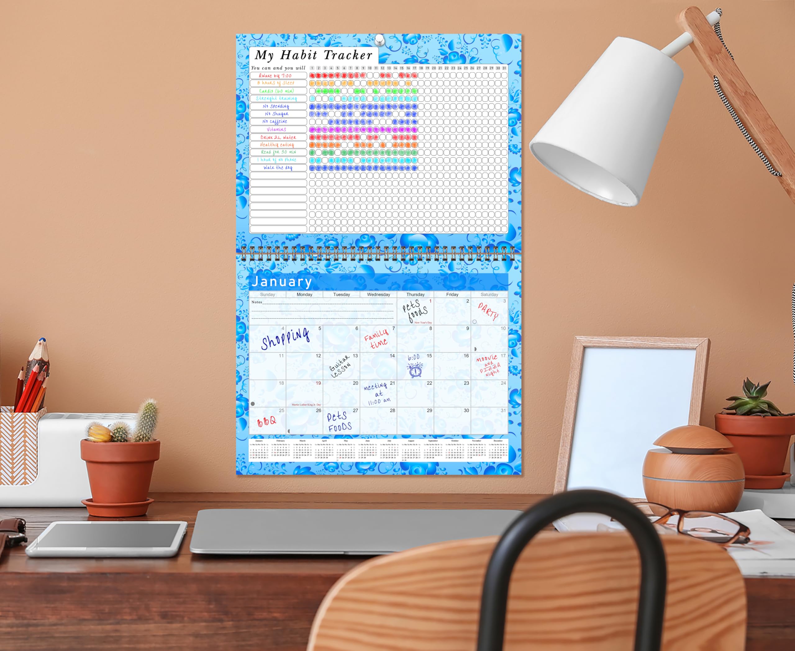 Calendario mensual de escritorio/pared 2023, rastreador de hábitos, diario motivacional y mensual de seguimiento de hábitos, diario inspirador (edición #019)