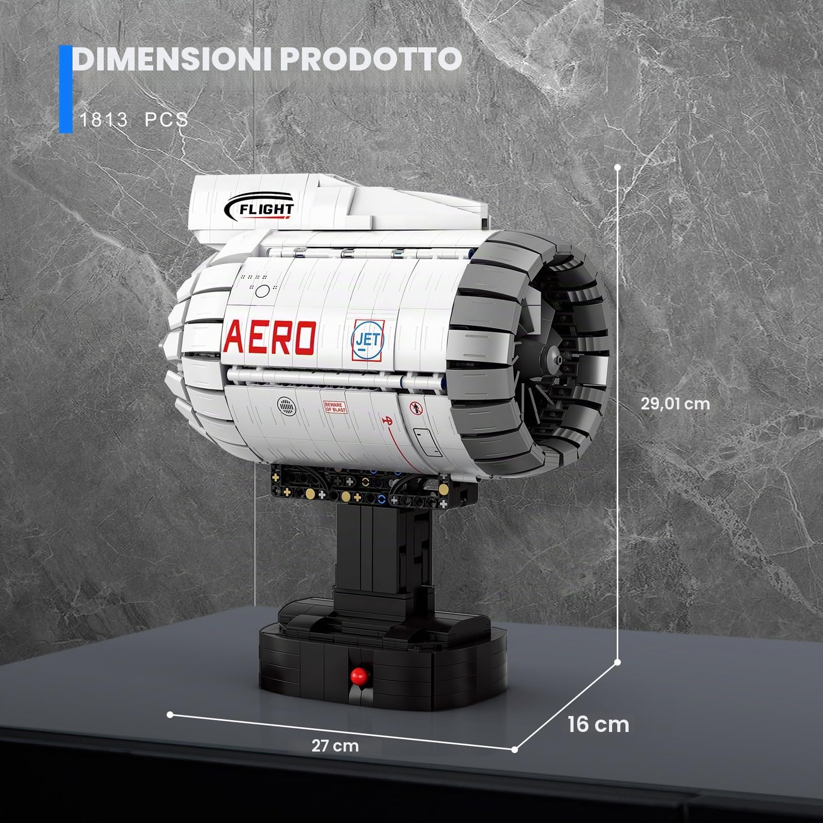 Reobrix Set di costruzione del motore di Turbofan dell'aeromobile, Kit di modello del motore che funziona, Blocchi di costruzione di ingegneria meccanica con il motore, 1813 pc STEM Kit di costruzione