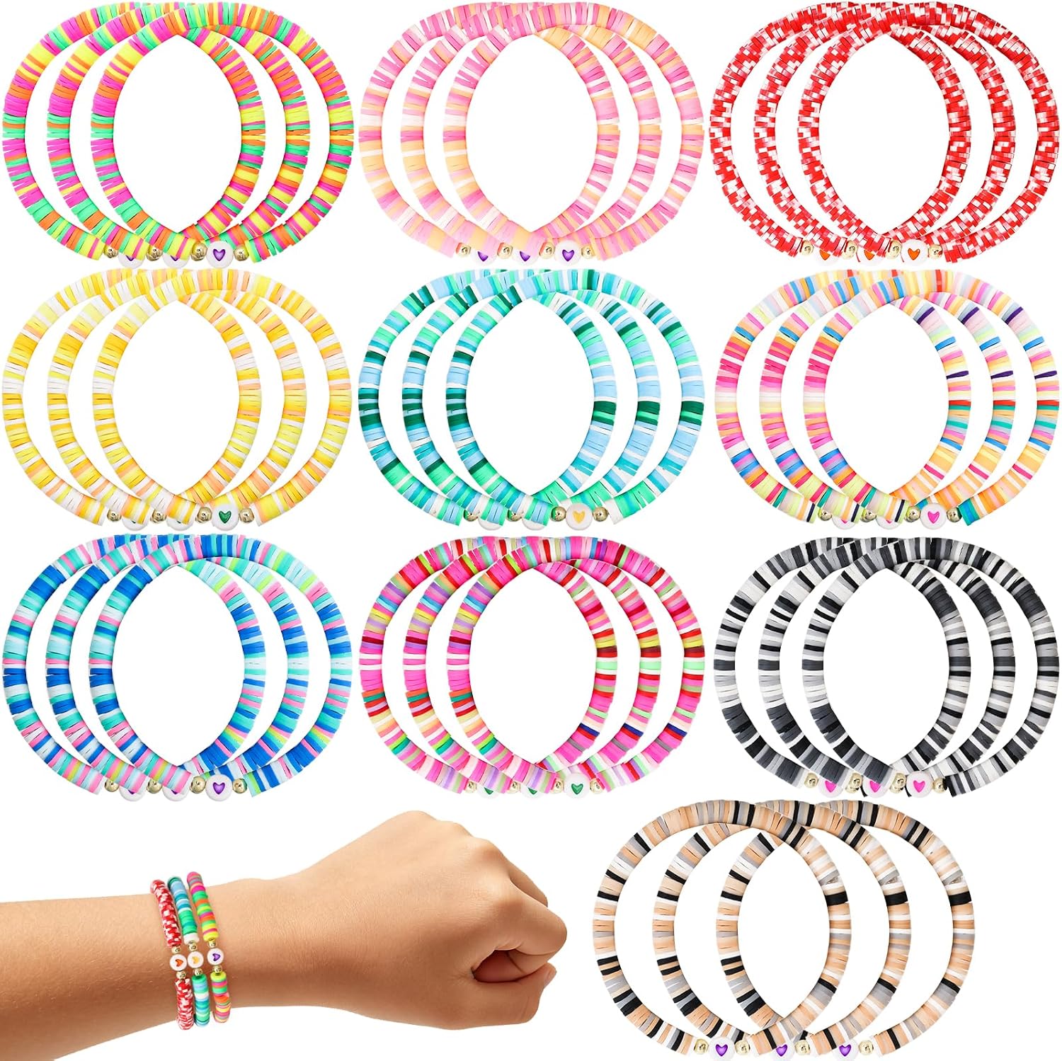 WorldBazaar Back to School Bracelets 30 Sets | Friendship beaded bracelets with greeting cards, First day of school gift set for classroom student favors