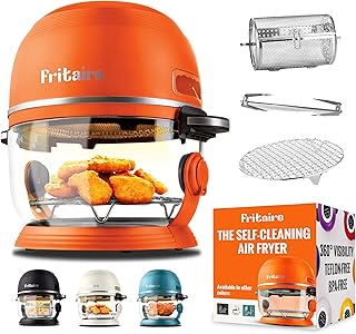 Non-Toxic Air Fryer - Glass AirFryer 5 Quart w/ 360 Visibility, Self-Cleaning, 400F Vortex Air Fryer for Even Cooking, BP...