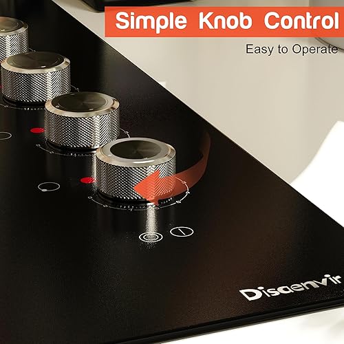 Miniatura 3 de Estufa eléctrica de 30 pulgadas, 4 quemadores, potente estufa eléctrica de vidrio de 6700 W, estufa de cerámica integrada de 30 pulgadas con anillo