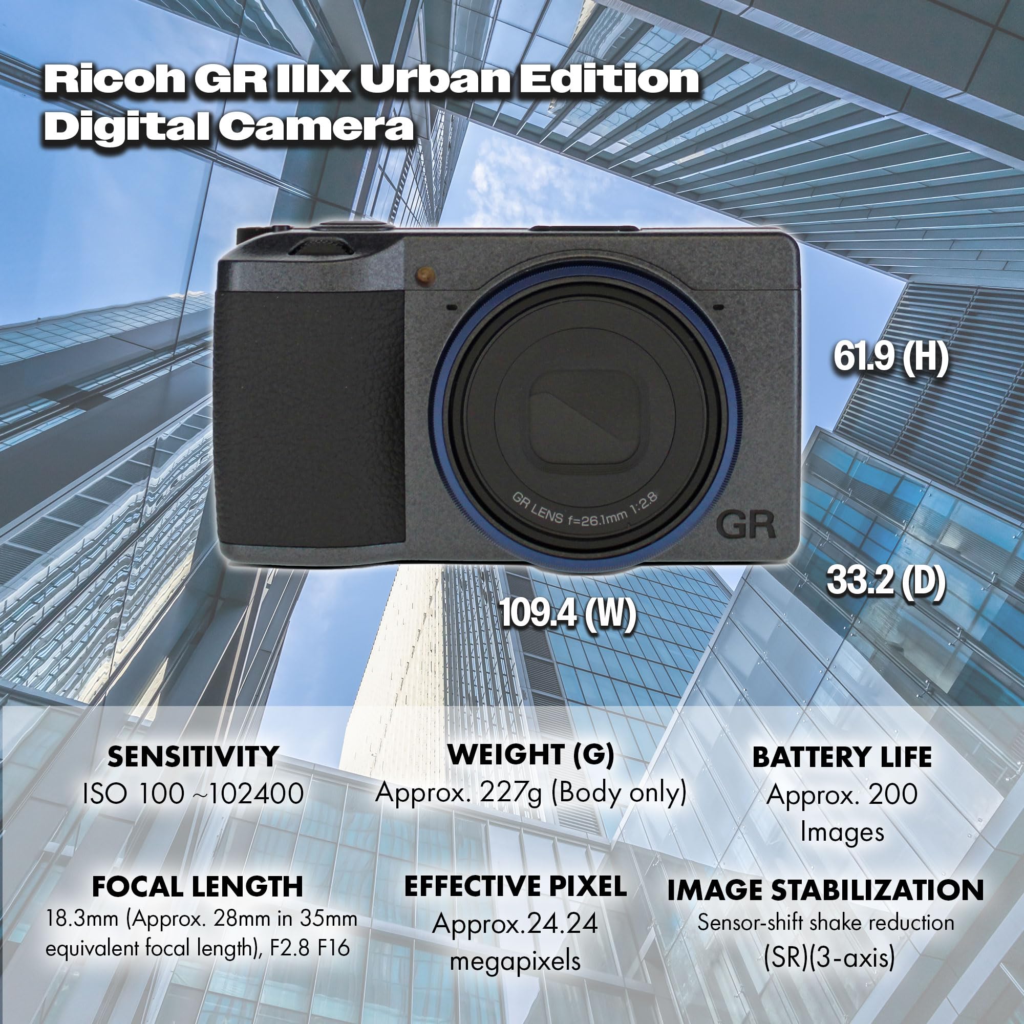 Amazon.com : Ricoh GR IIIx Urban Edition Digital Camera (01158 