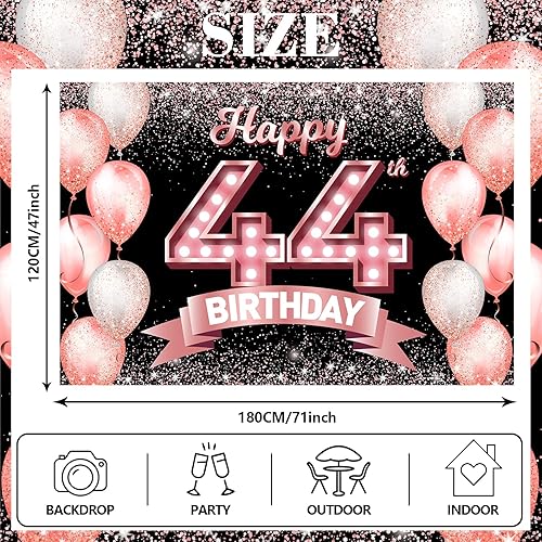 Miniatura 7 de Cartel de feliz cumpleaños número 60 de oro rosa con texto en inglés "Cheers to 60 años" de confeti globos temáticos decoraciones para mujeres de 60