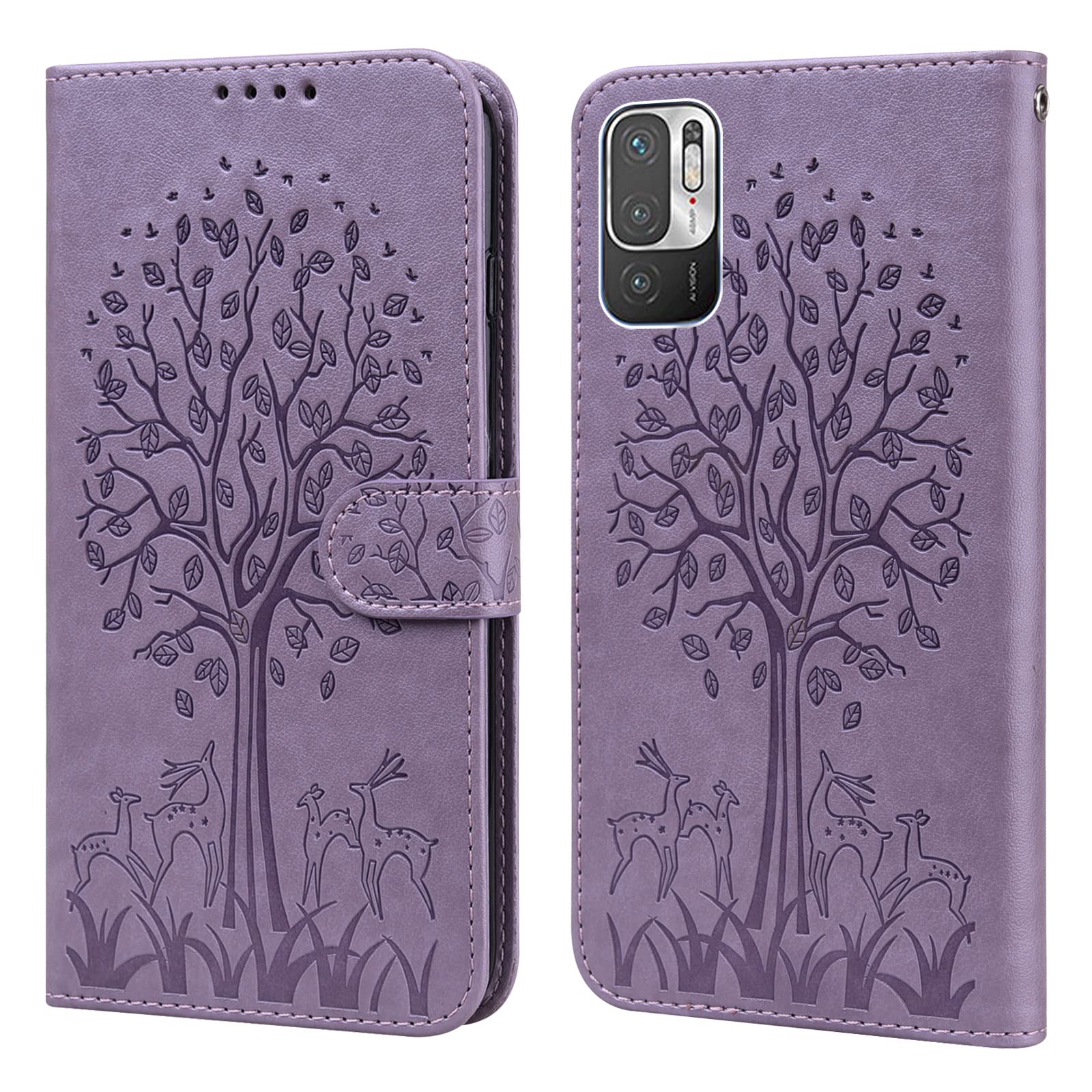 BOLELAW Hülle für Xiaomi Redmi Note 10 5G / Xiaomi Poco M3 Pro – Stoßfeste PU Leder Wallet Case mit Magnetverschluss, Standfunktion & 2 Kartenfächern, Lila