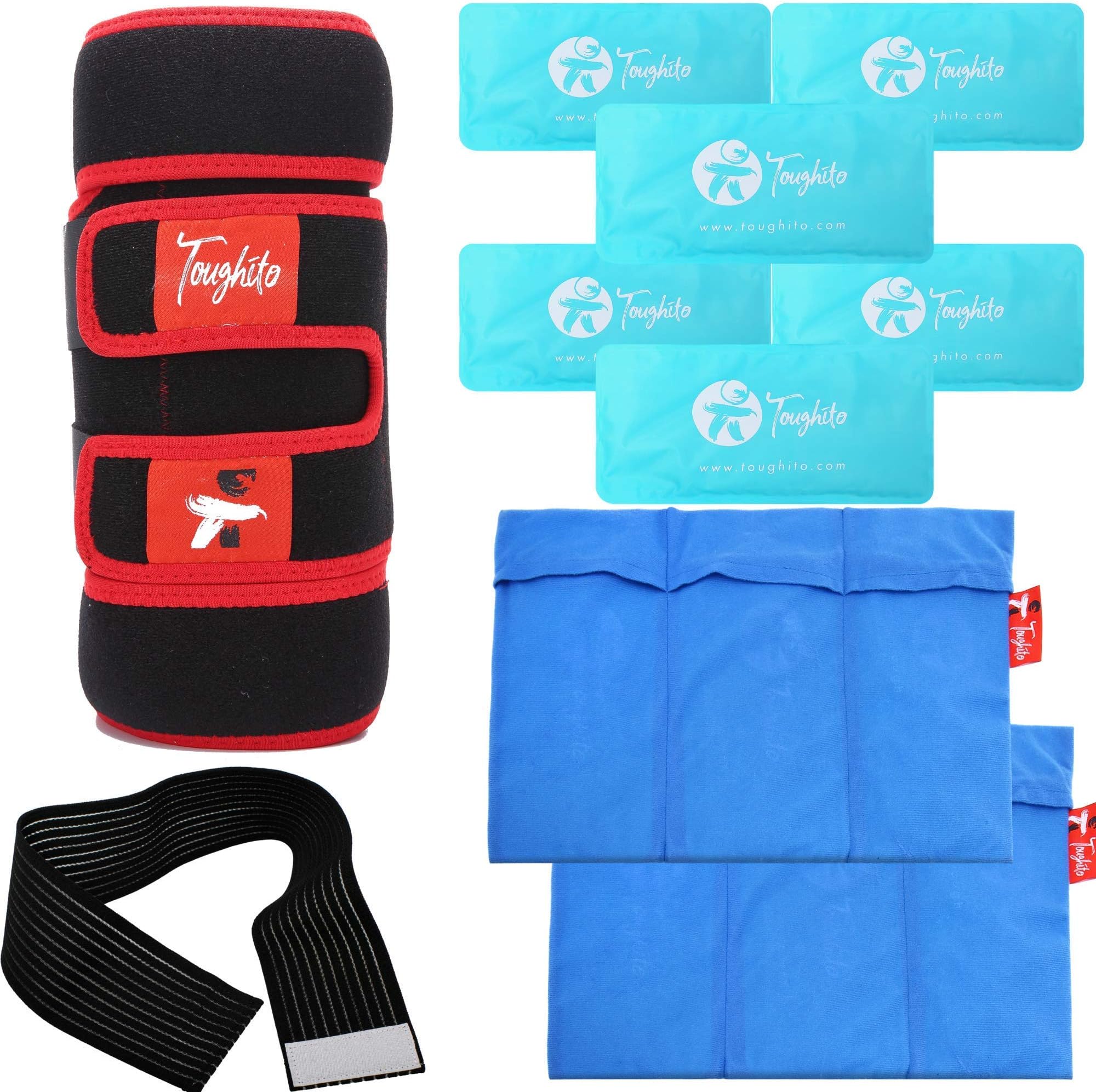Toughito Hyperflex360 Knee Ice Pack Wrap with Double Ice Packs Set - Bundle & Save with Double Treatments Time, Ideal Intensive Treatment for Knee Pain, Swelling, Muscle & Injury Recovery