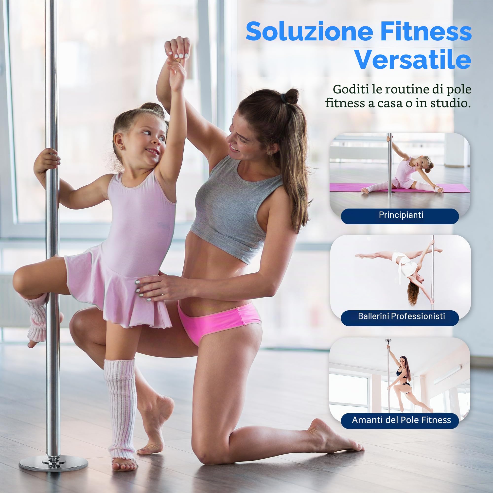 SereneLife Professional Upgrade Spinning Dance Pole - Portable & Removable Stripper Fitness Pole, Adjustable & Smooth Connection,