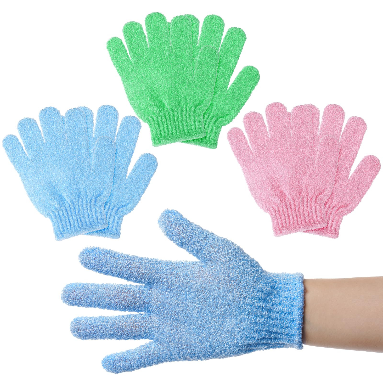 URAQT Bambusowe rękawiczki do peelingu, 6 szt. Rękawica do peelingu ciała, złuszczające rękawice prysznicowe, rękawice złuszczające, rękawice do kąpieli dwustronne peeling wielokrotnego użytku do