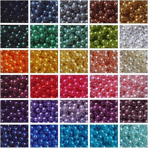 Miniatura 2 de INSPIRELLE 1800 Pieces 6mm Pearl Beads 30 Colors Plastic Spacers Beads for Jewelry Making and Crafting
