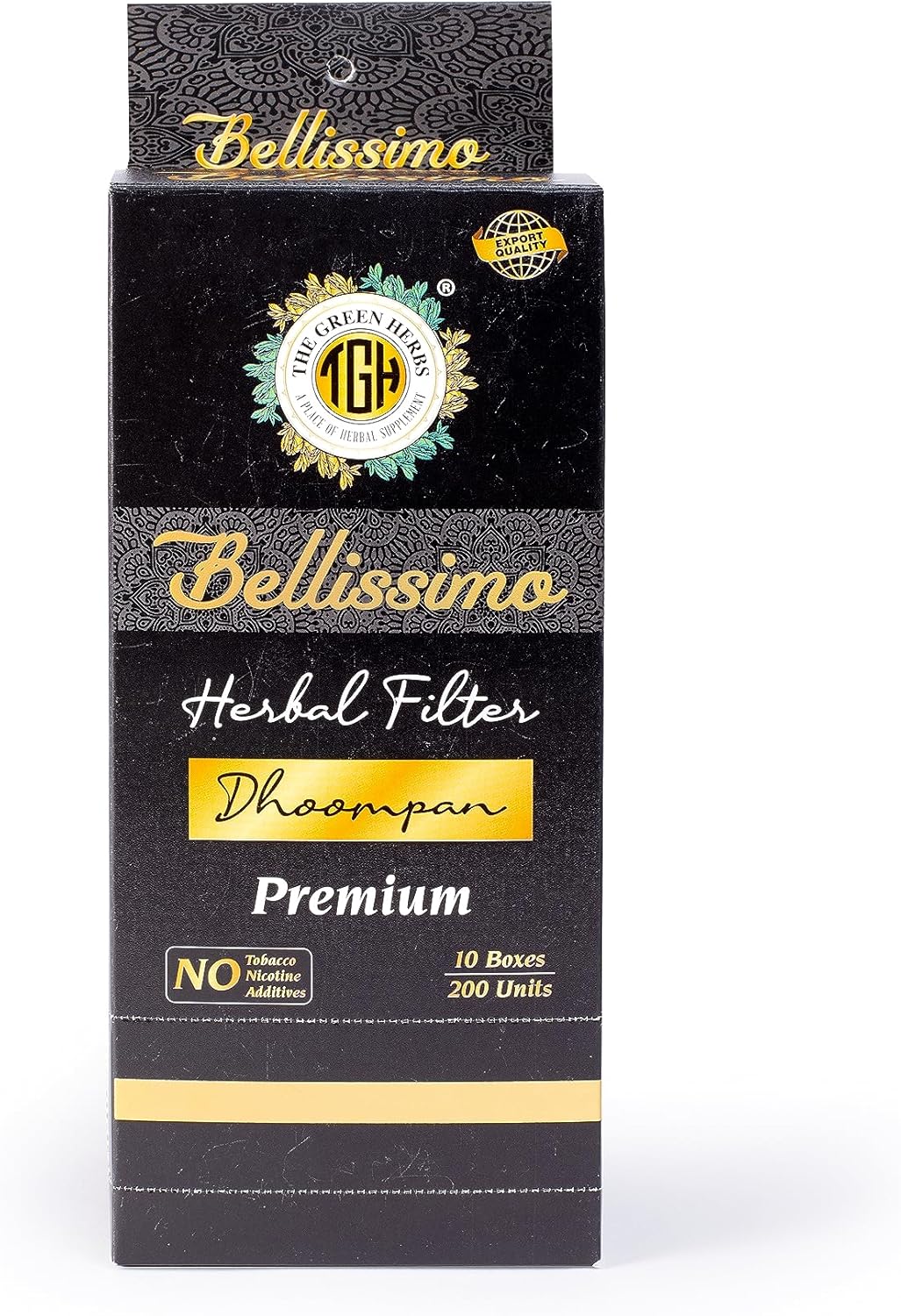 Bellissimo Herbal Cigarette, Tobacco & Nicotine Free Herbal Filter Dhoompan, Regular Flavor, Rolled in Tendu Leaves, Helps Quit Smoking, Non-Addictive Smoking Cessation, 10 Pack of 200 Sigg