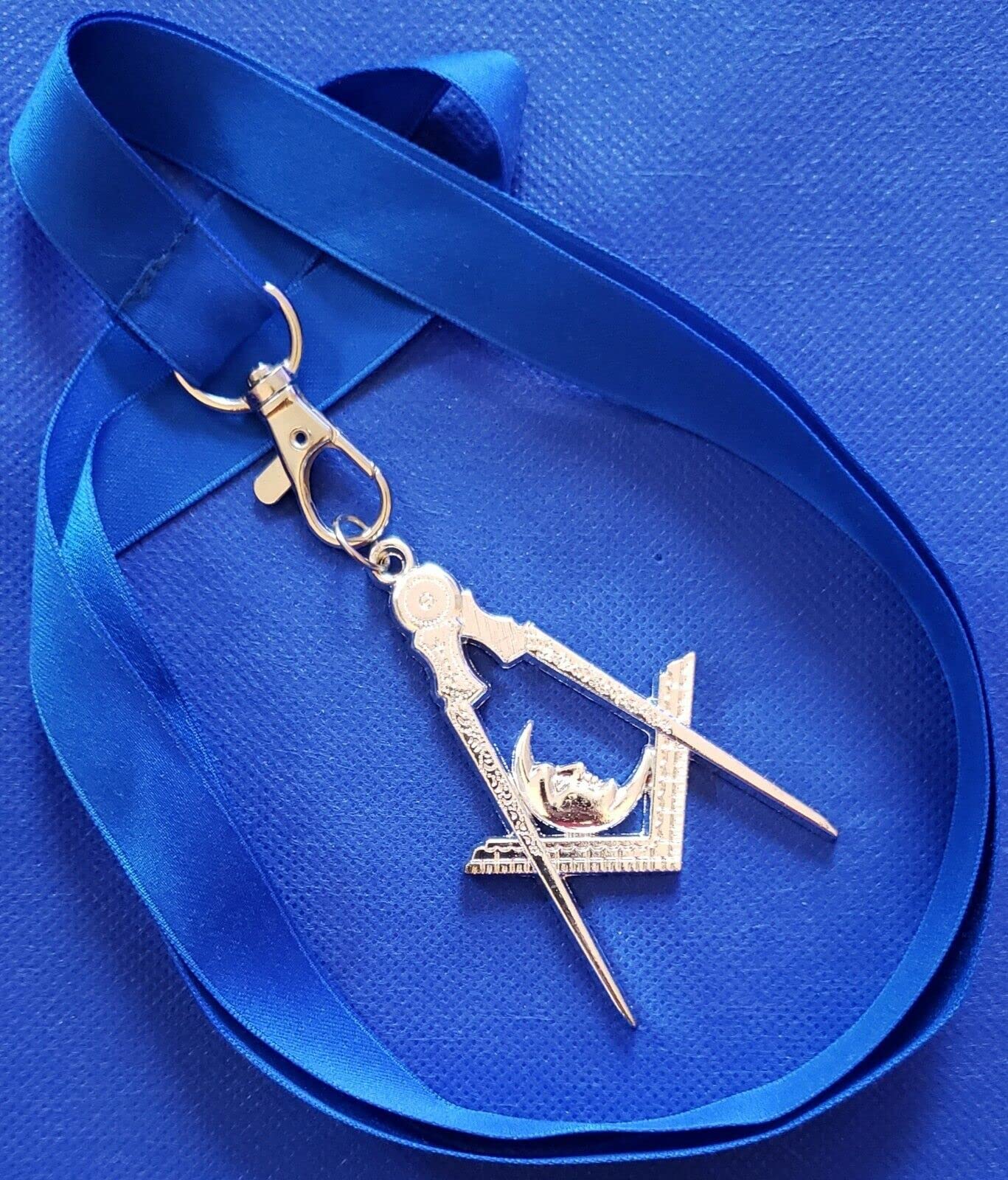 Masonic Collar Silver Jewel Junior Deacon with Blue Neck Strap