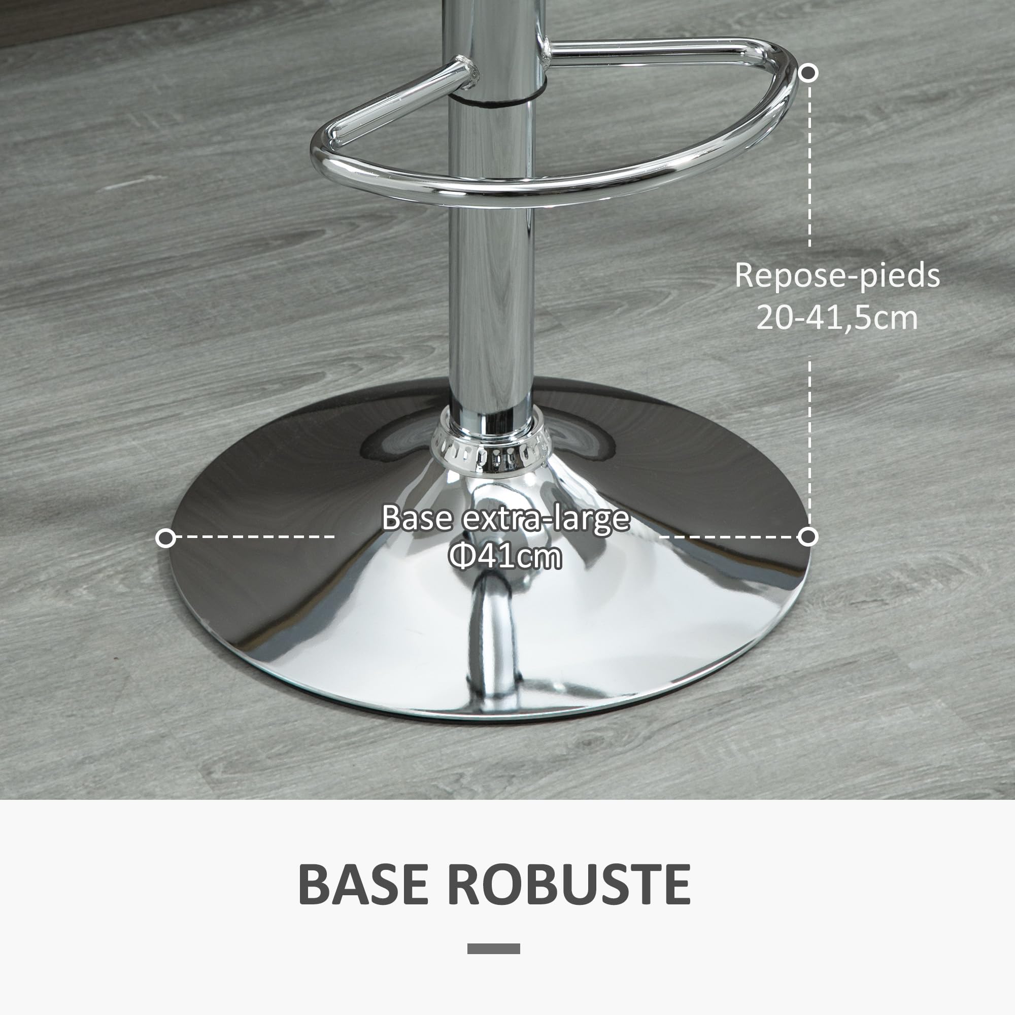 HOMCOM Tabourets de Bar avec Dossier, Lot de 2, 41x42x82-104 cm, Blanc
