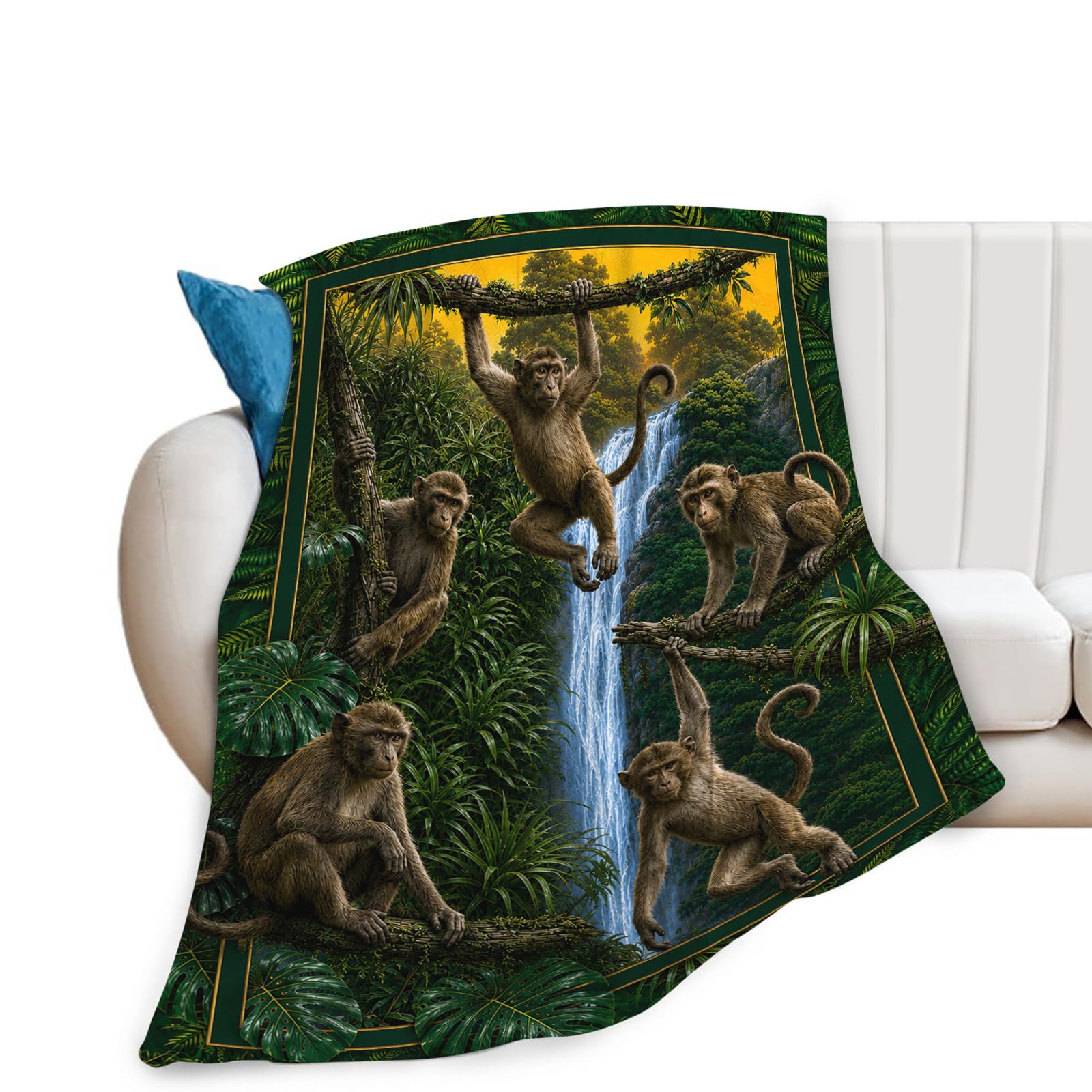 Monkey Blanket Jungle Monkey Blanket for Kids Girls for Couch Sofa 40"x50"