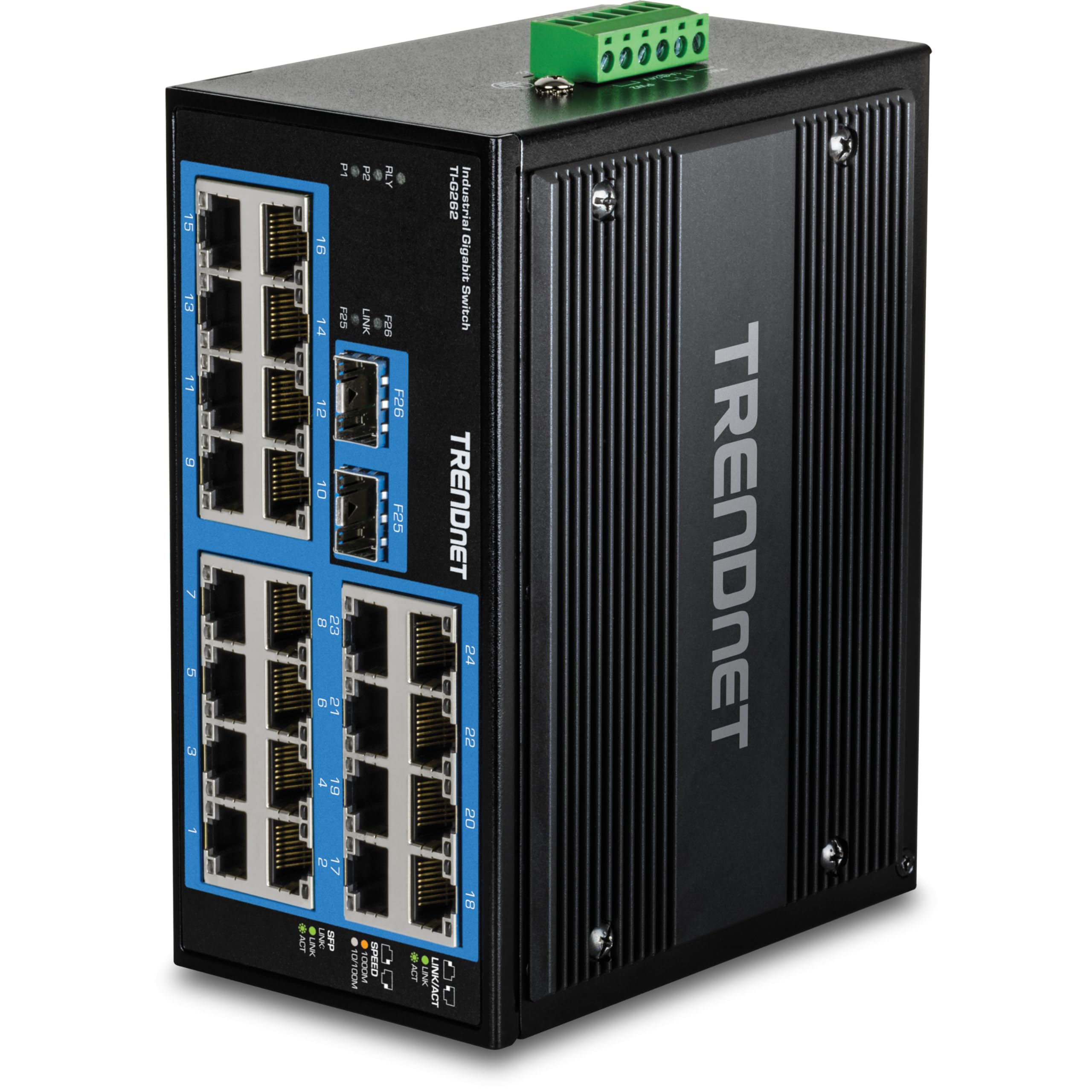 TRENDnet 26-​Port Hardened Industrial Gigabit DIN-​Rail Switch, W128794065 (Gigabit DIN-​Rail Switch)